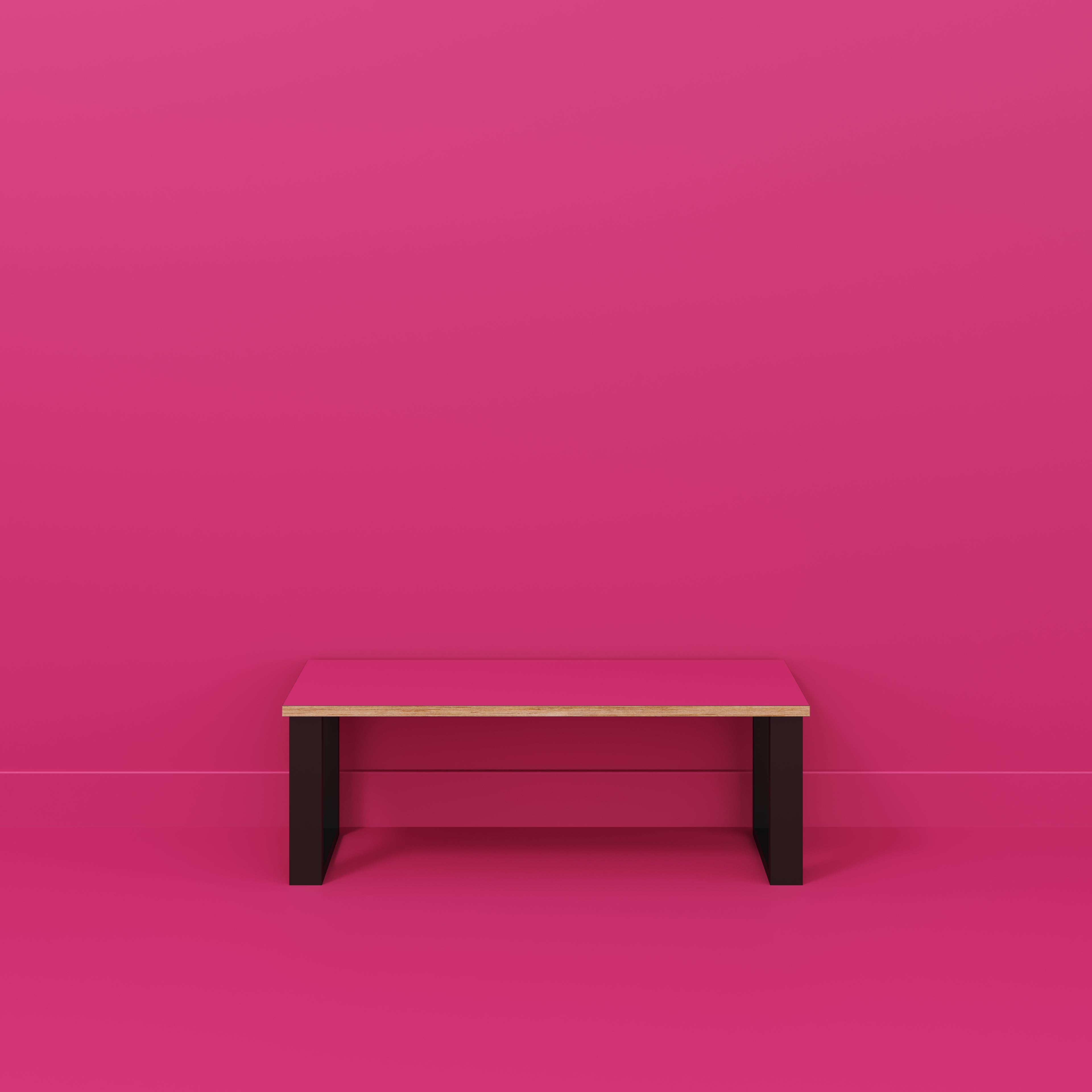 Plywood Bench Seat with Black Industrial Legs - Formica Juicy Pink - 1200(w) x 400(d)
