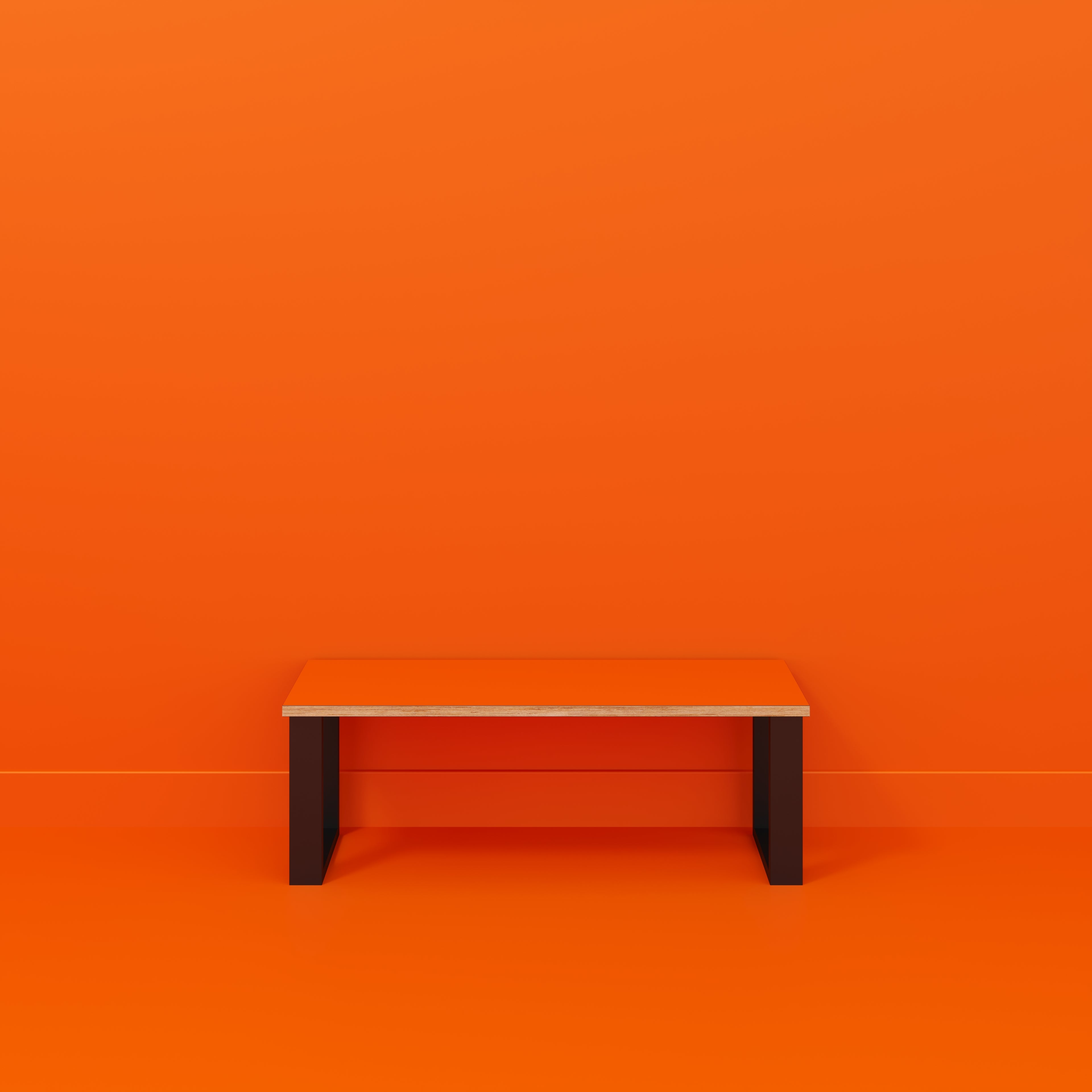 Plywood Bench Seat with Black Industrial Legs - Formica Levante Orange - 1200(w) x 400(d)