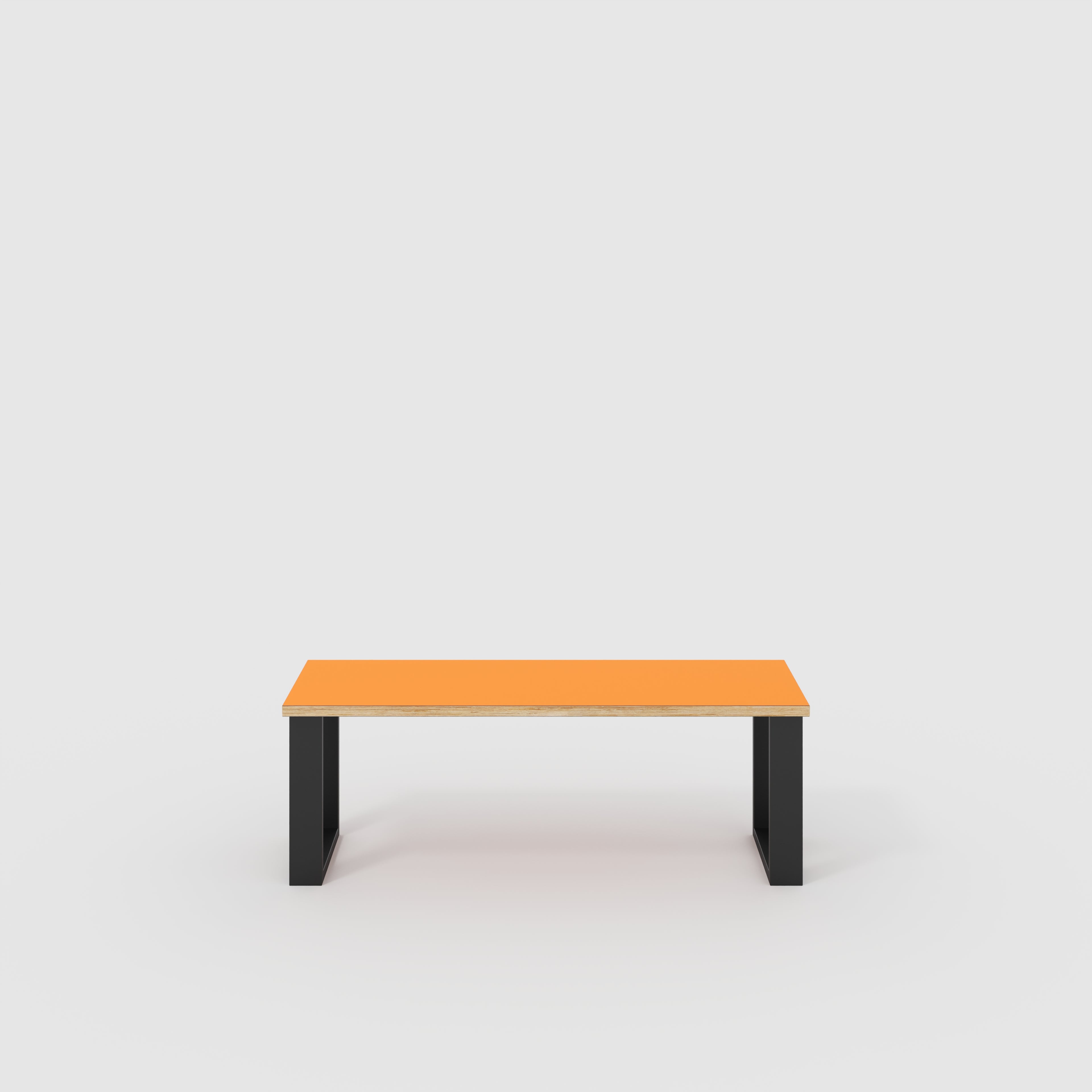 Plywood Bench Seat with Black Industrial Legs - Formica Levante Orange - 1200(w) x 400(d)