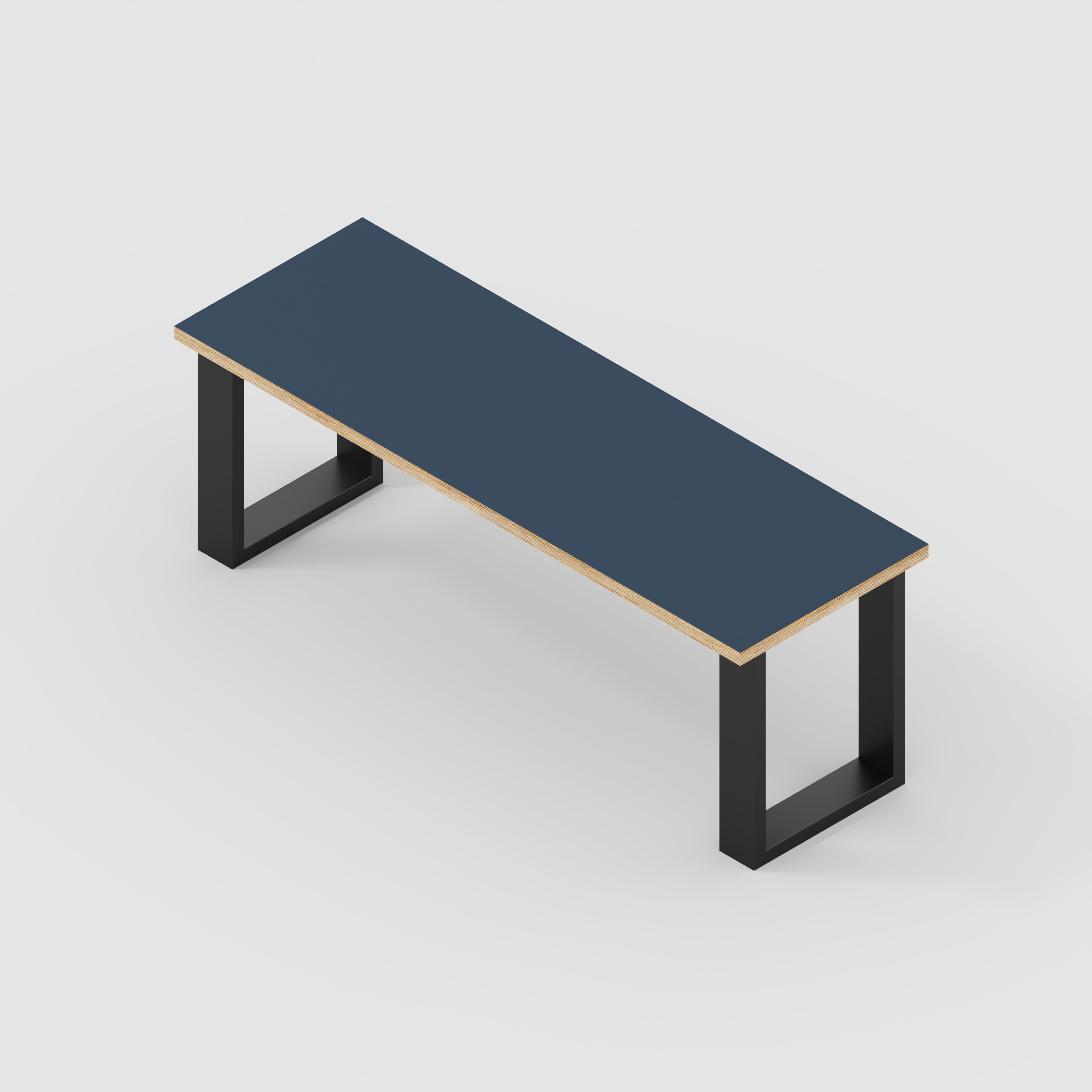 Plywood Bench Seat with Black Industrial Legs - Formica Night Sea Blue - 1200(w) x 400(d)