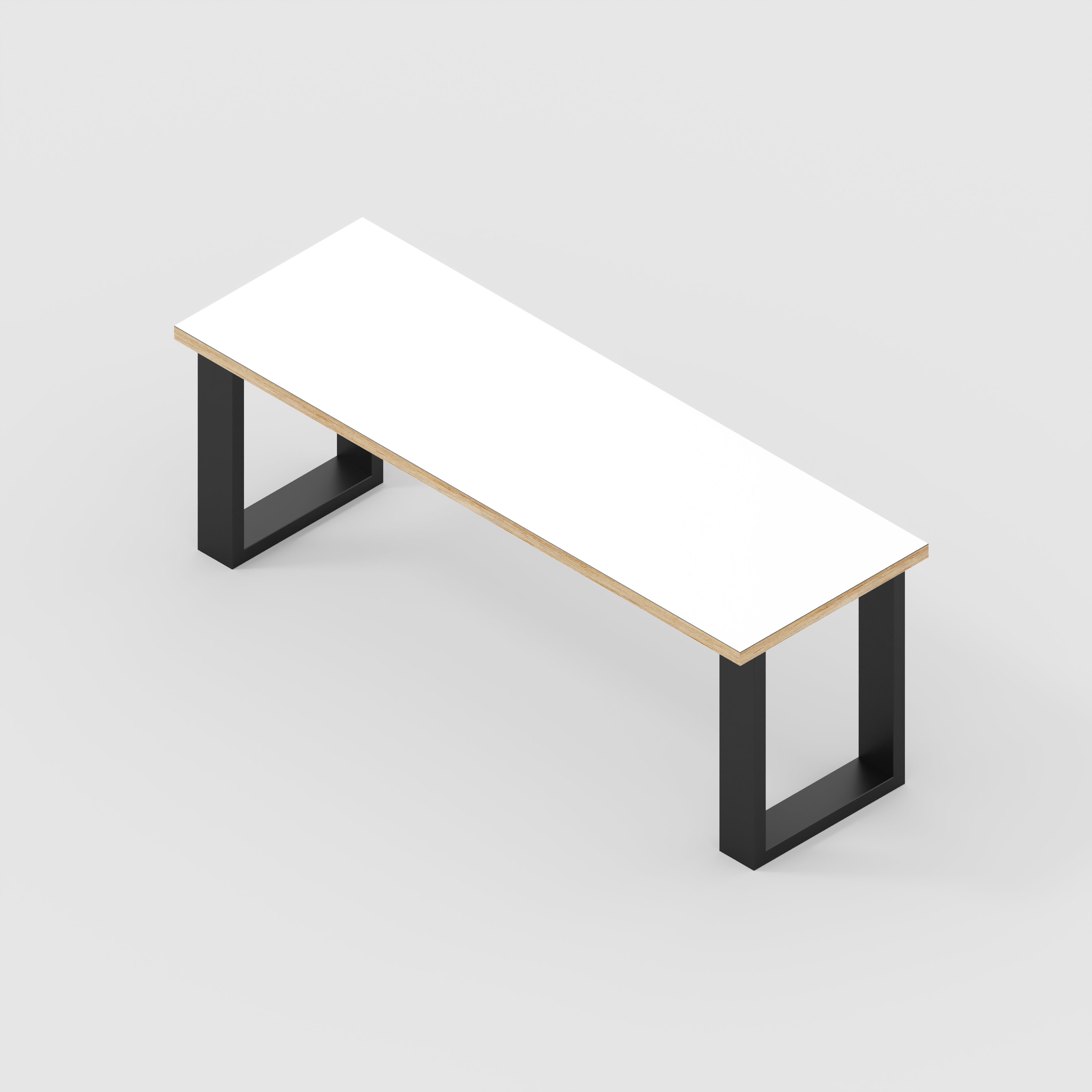 Plywood Bench Seat with Black Industrial Legs - Formica White - 1200(w) x 400(d)