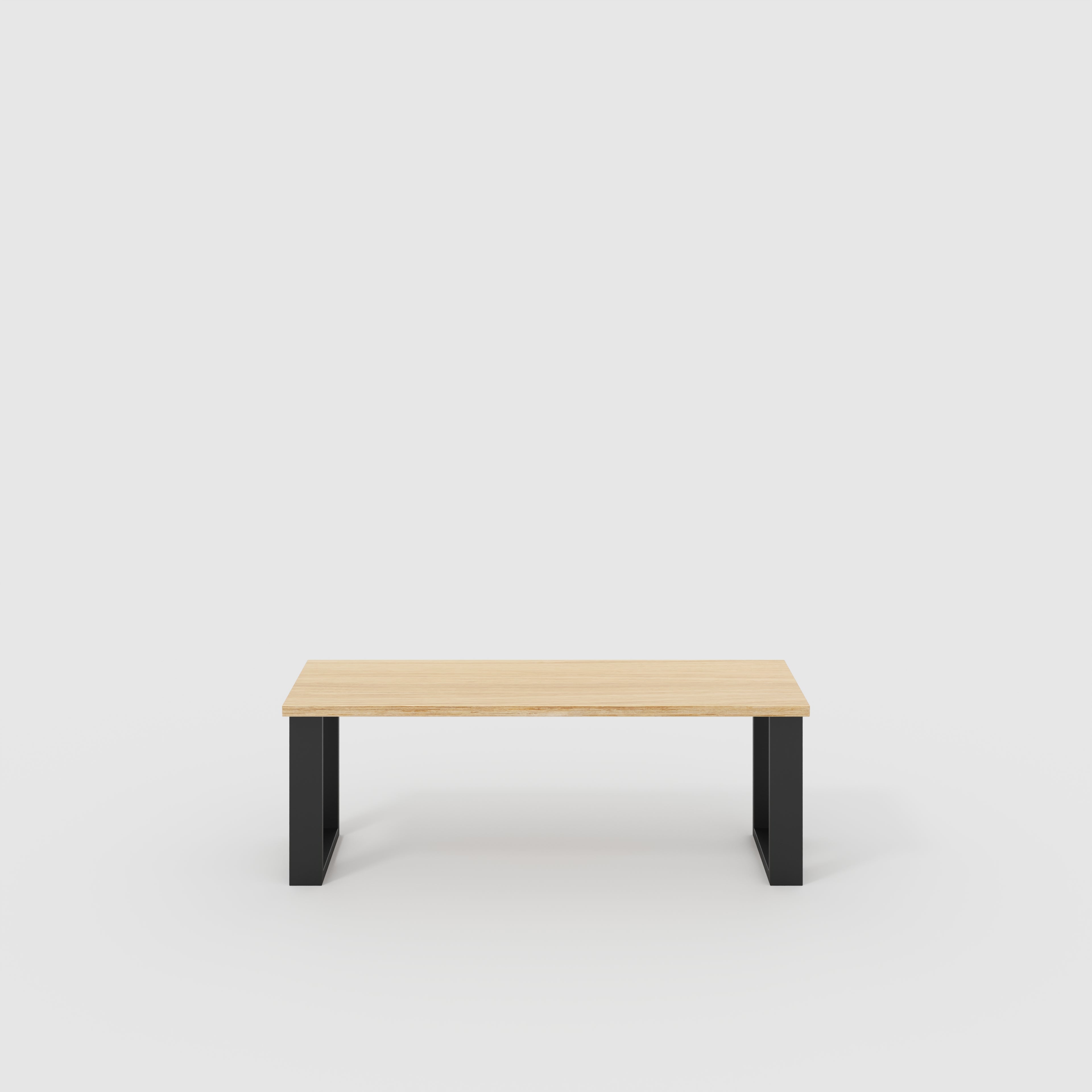 Plywood Bench Seat with Black Industrial Legs - Plywood Oak - 1200(w) x 400(d)