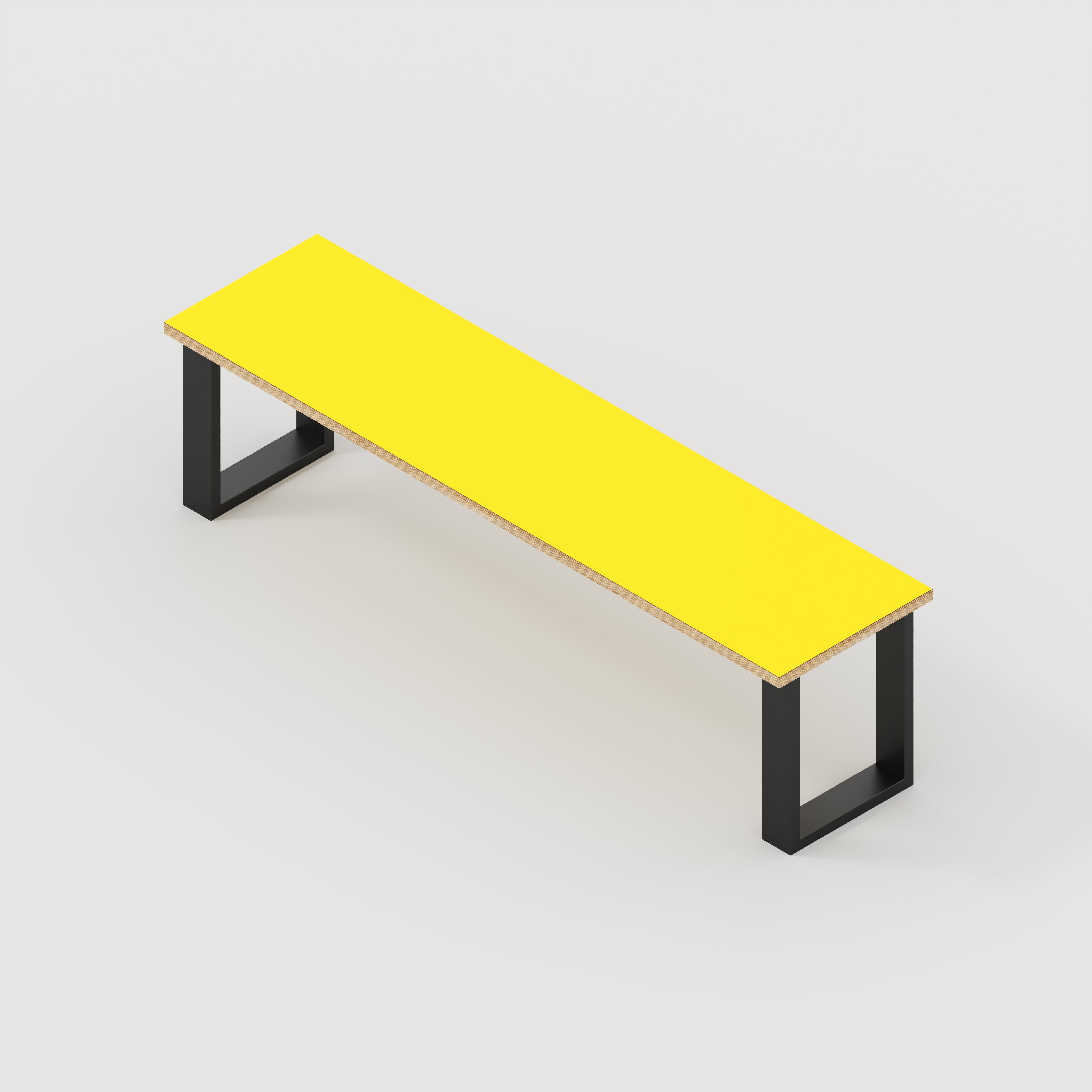 Plywood Bench Seat with Black Industrial Legs - Formica Chrome Yellow - 1600(w) x 400(d)