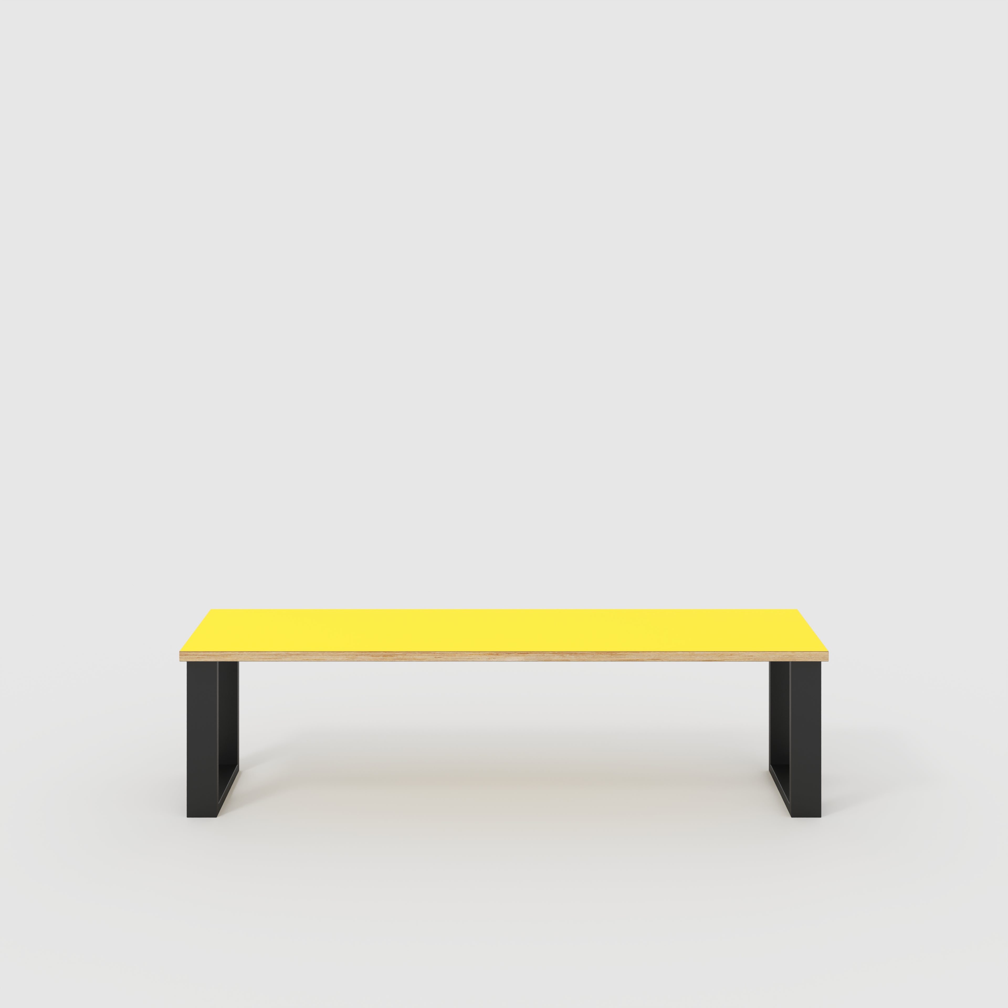 Plywood Bench Seat with Black Industrial Legs - Formica Chrome Yellow - 1600(w) x 400(d)