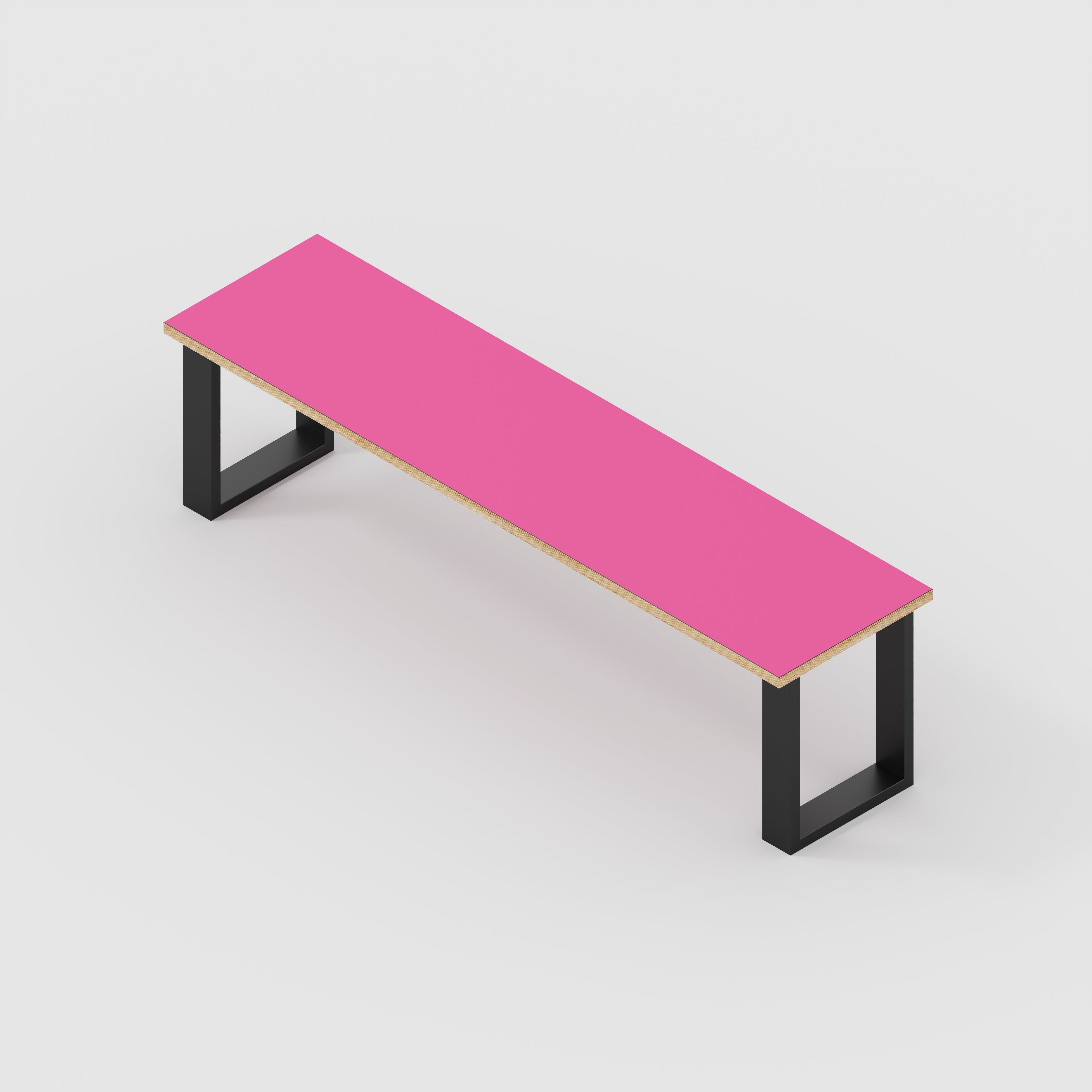 Plywood Bench Seat with Black Industrial Legs - Formica Juicy Pink - 1600(w) x 400(d)