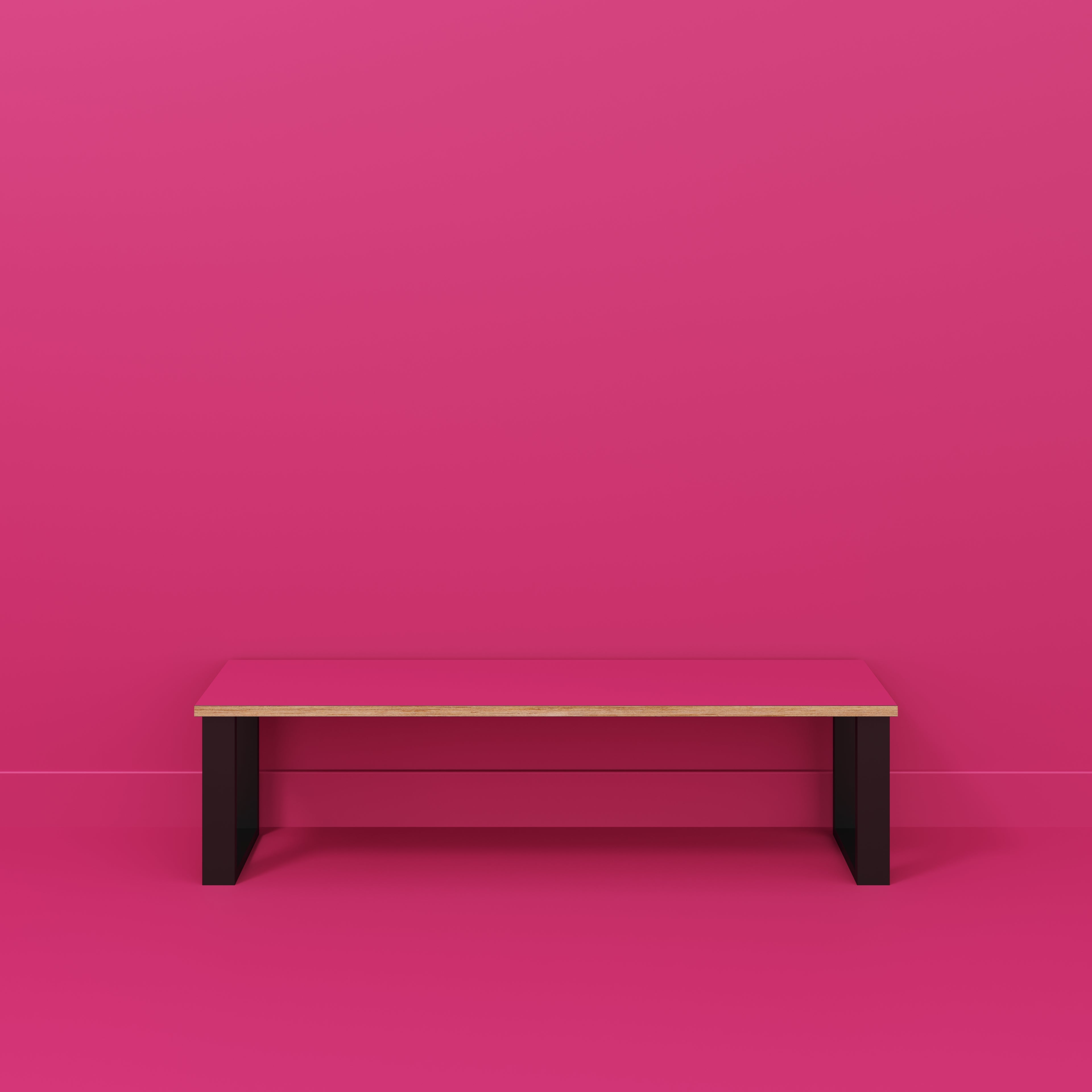 Plywood Bench Seat with Black Industrial Legs - Formica Juicy Pink - 1600(w) x 400(d)