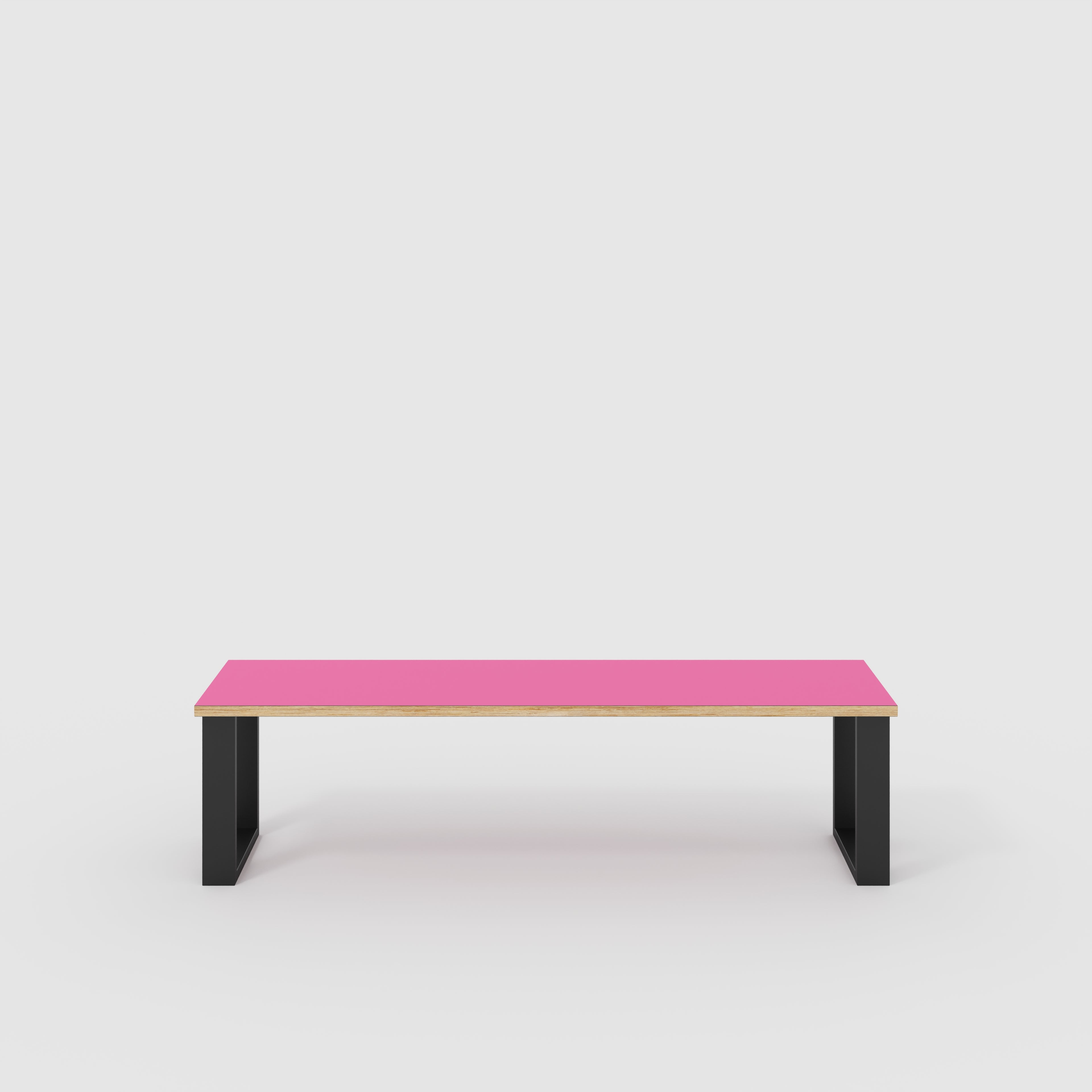 Plywood Bench Seat with Black Industrial Legs - Formica Juicy Pink - 1600(w) x 400(d)