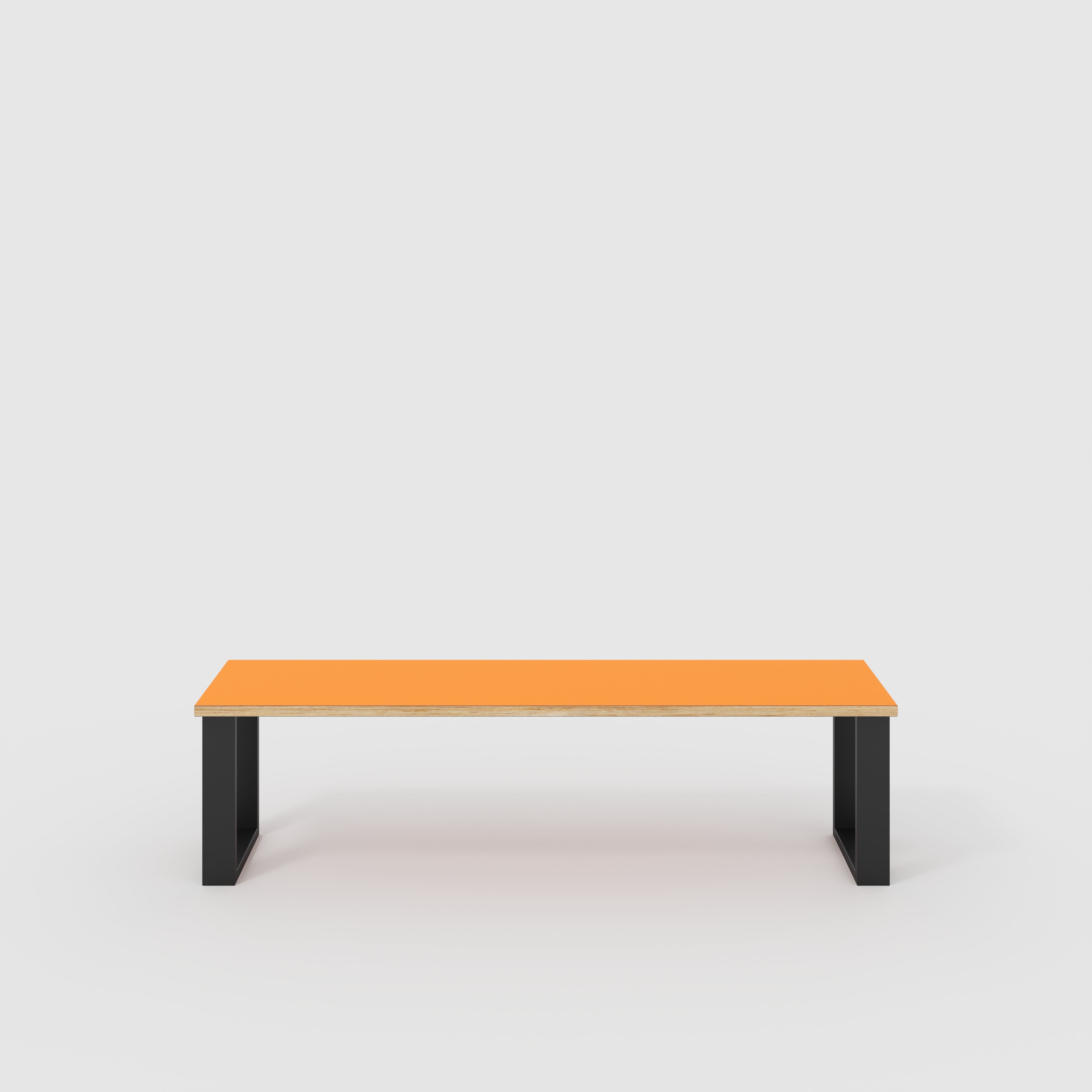 Plywood Bench Seat with Black Industrial Legs - Formica Levante Orange - 1600(w) x 400(d)