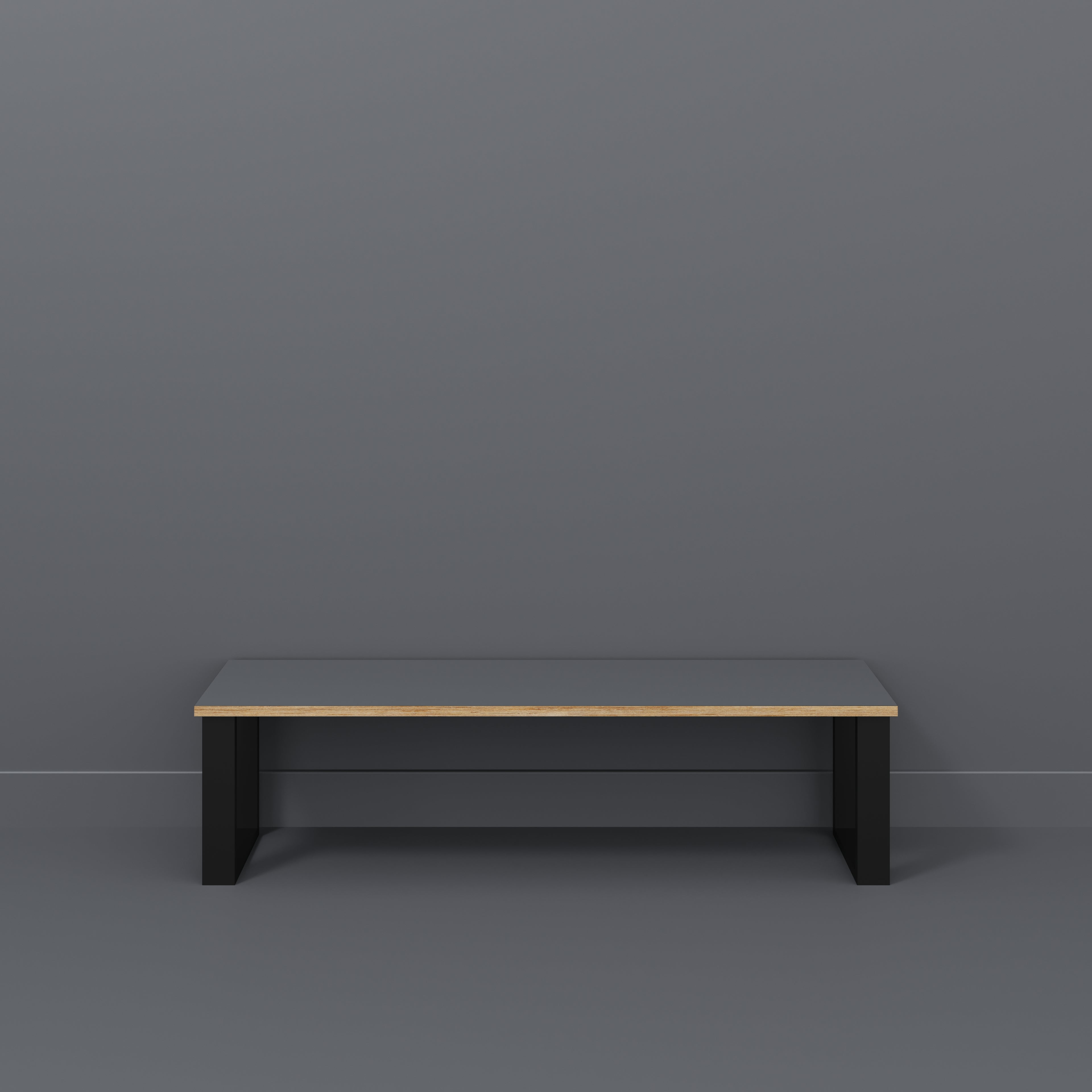 Plywood Bench Seat with Black Industrial Legs - Formica Tornado Grey - 1600(w) x 400(d)