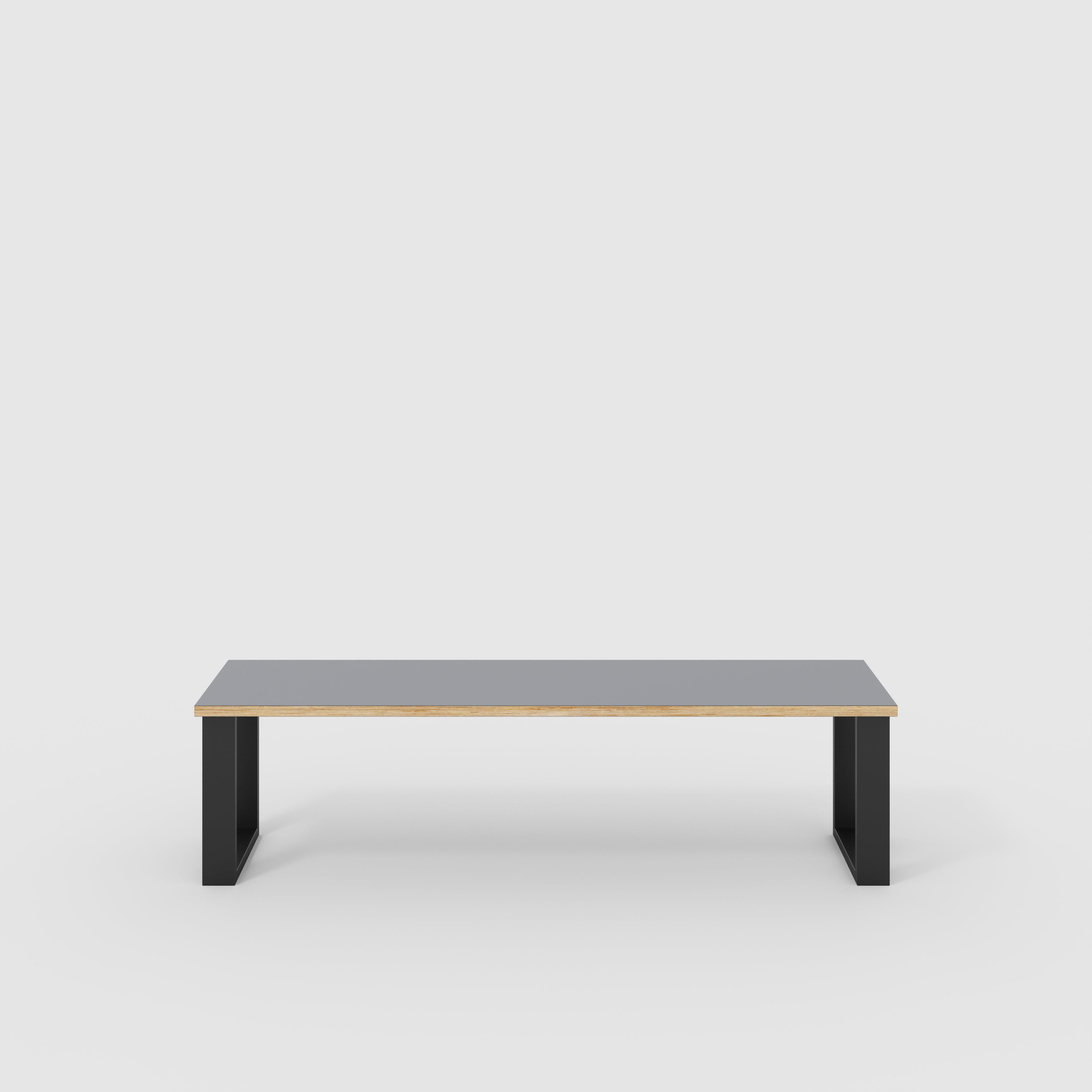 Plywood Bench Seat with Black Industrial Legs - Formica Tornado Grey - 1600(w) x 400(d)