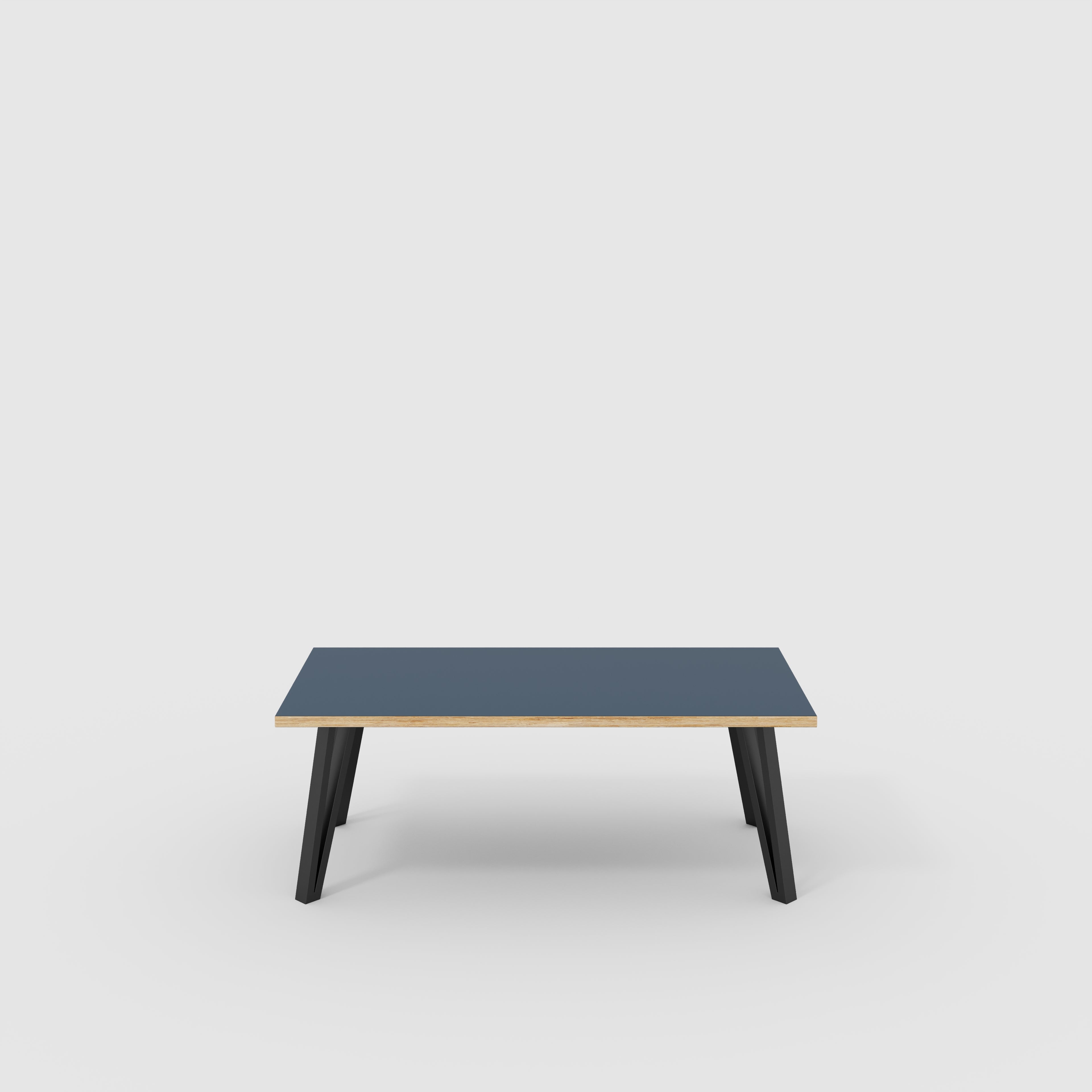 Plywood Coffee Table with Black Box Hairpin Legs - Formica Night Sea Blue - 1200(w) x 600(d) x 425(h)