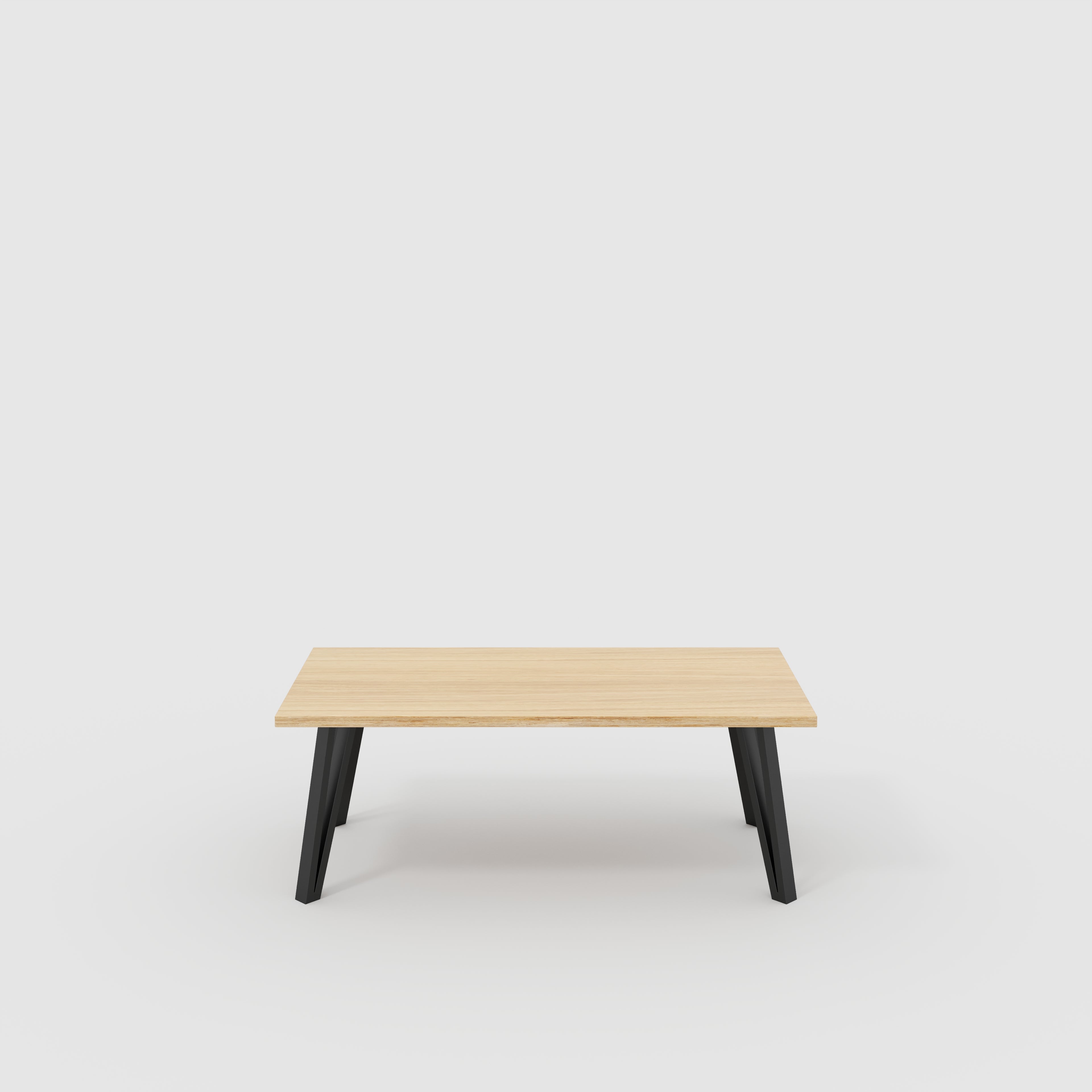 Plywood Coffee Table with Black Box Hairpin Legs - Plywood Oak - 1200(w) x 600(d) x 425(h)
