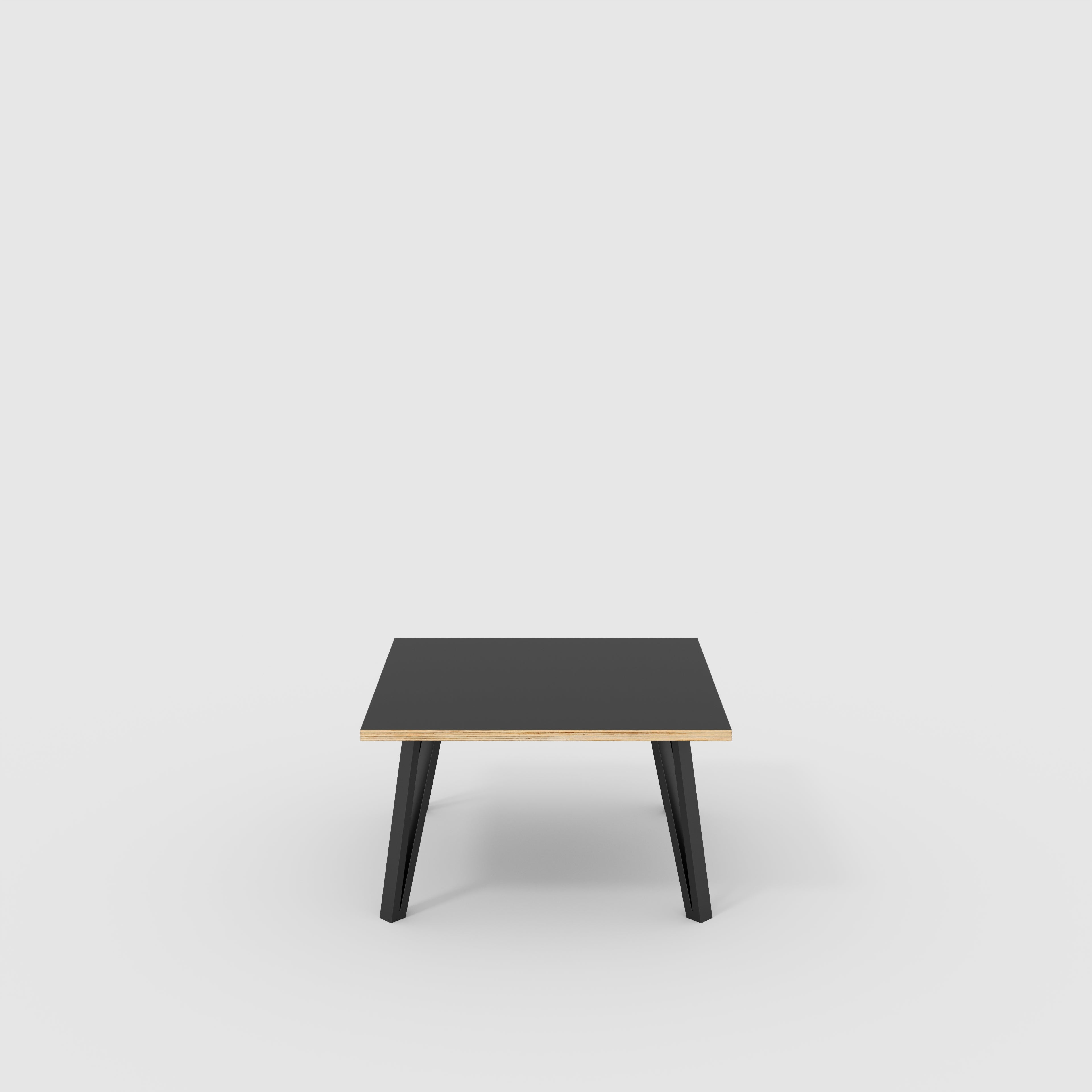 Coffee Table with Black Box Hairpin Legs - Formica Diamond Black - 800(w) x 800(d) x 425(h)