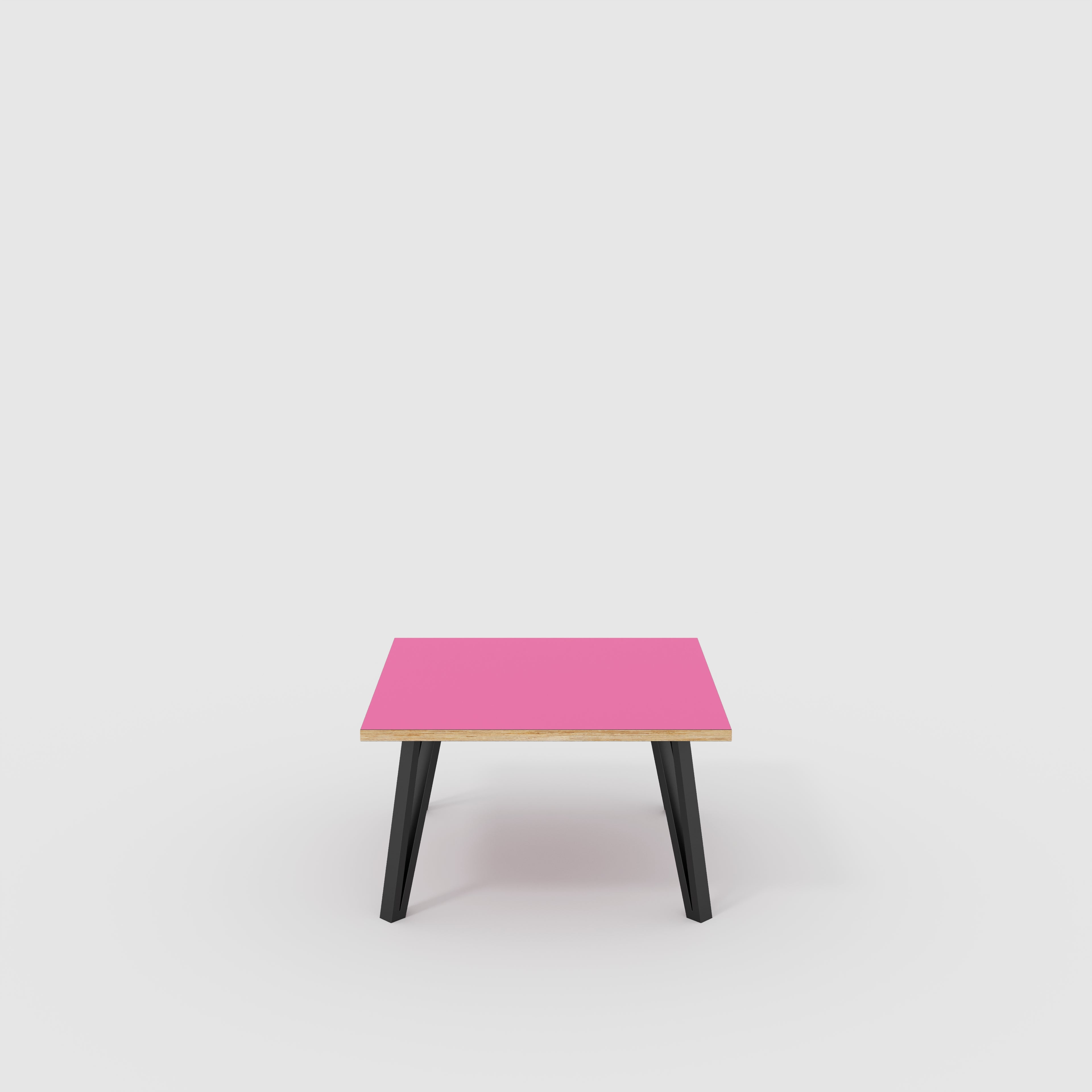 Coffee Table with Black Box Hairpin Legs - Formica Juicy Pink - 800(w) x 800(d) x 425(h)
