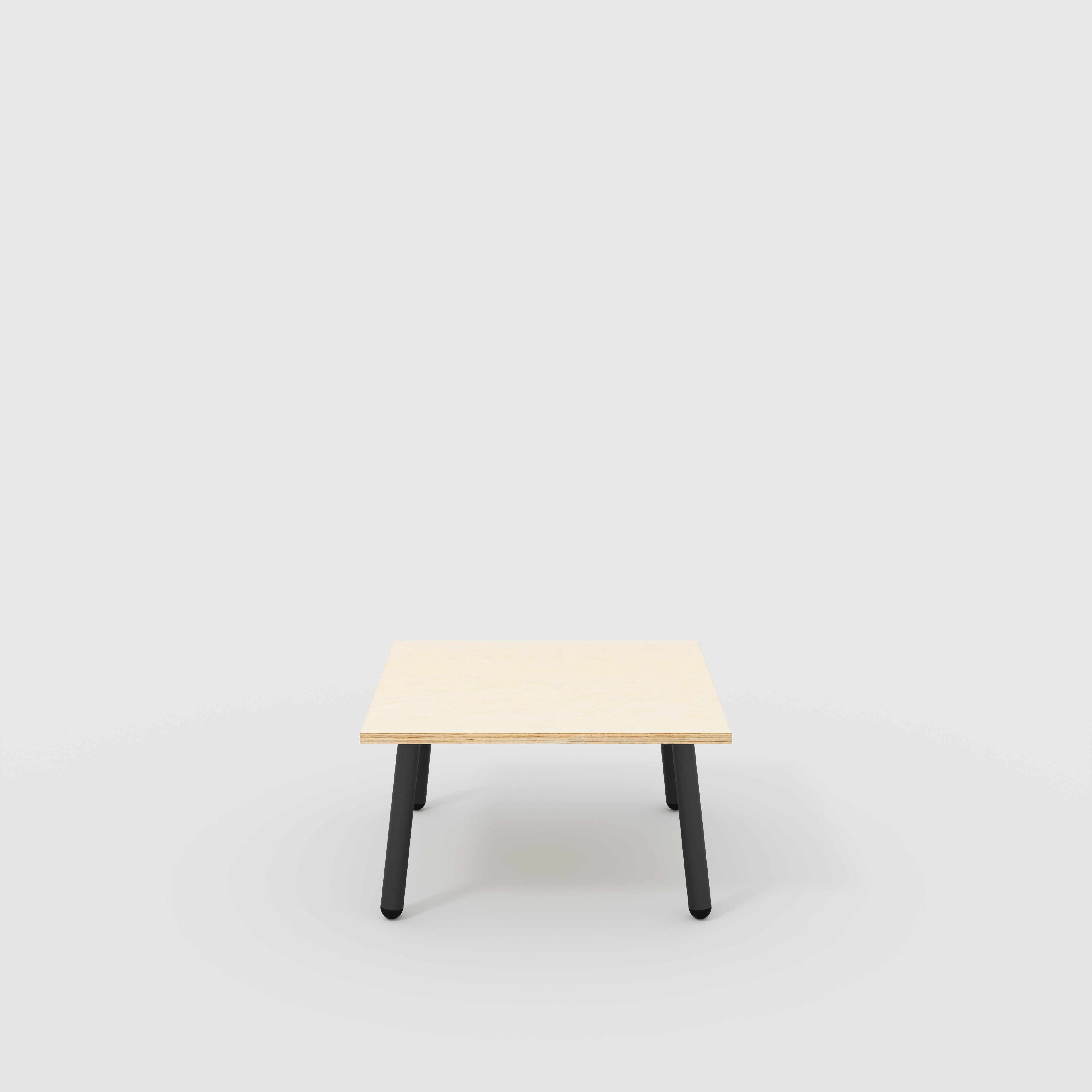 Plywood Coffee Table with Black Round Single Pin Legs - Plywood Birch - 800(w) x 800(d) x 425(h)