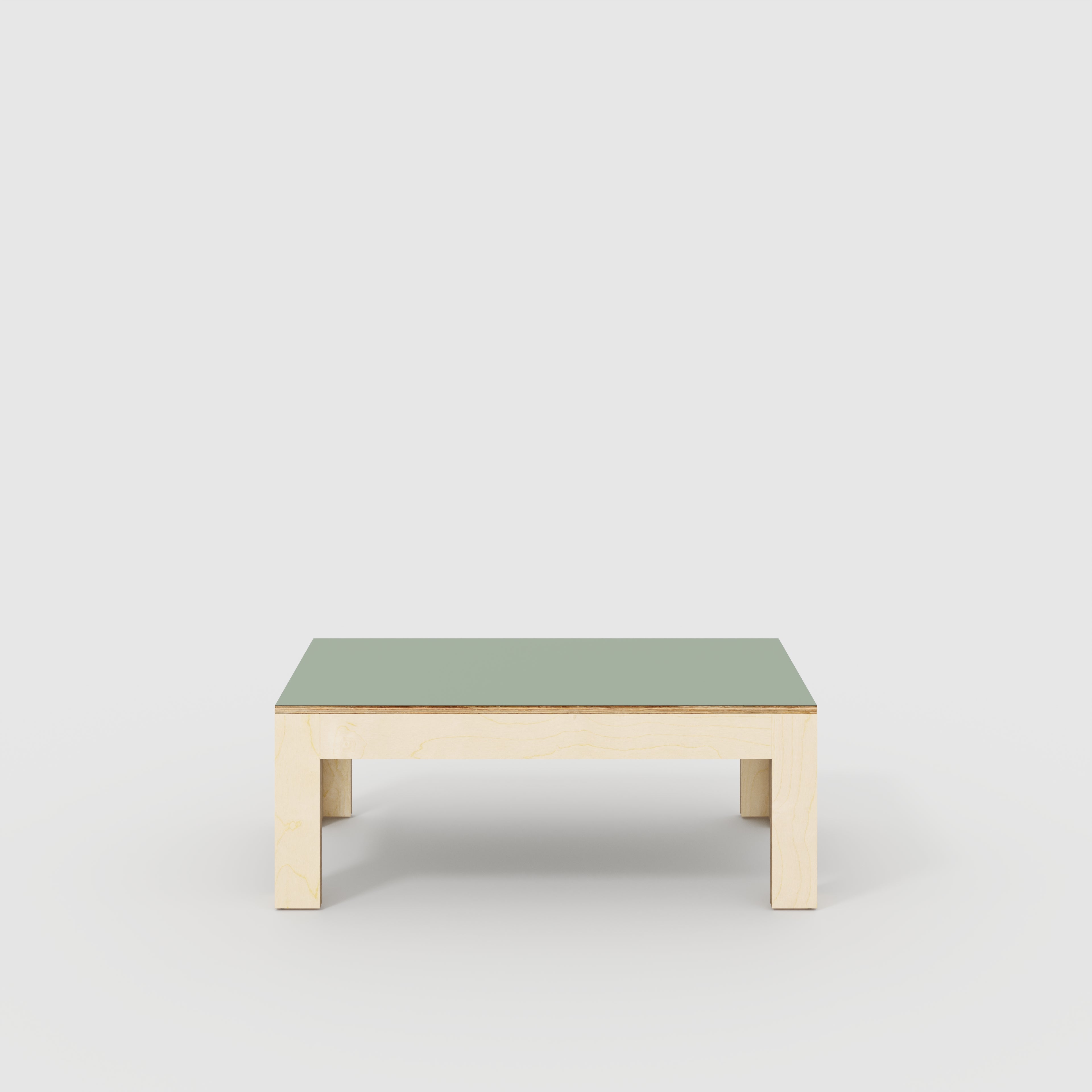 Plywood Coffee Table with Solid Frame - Formica Green Slate - 1200(w) x 600(d) x 450(h)
