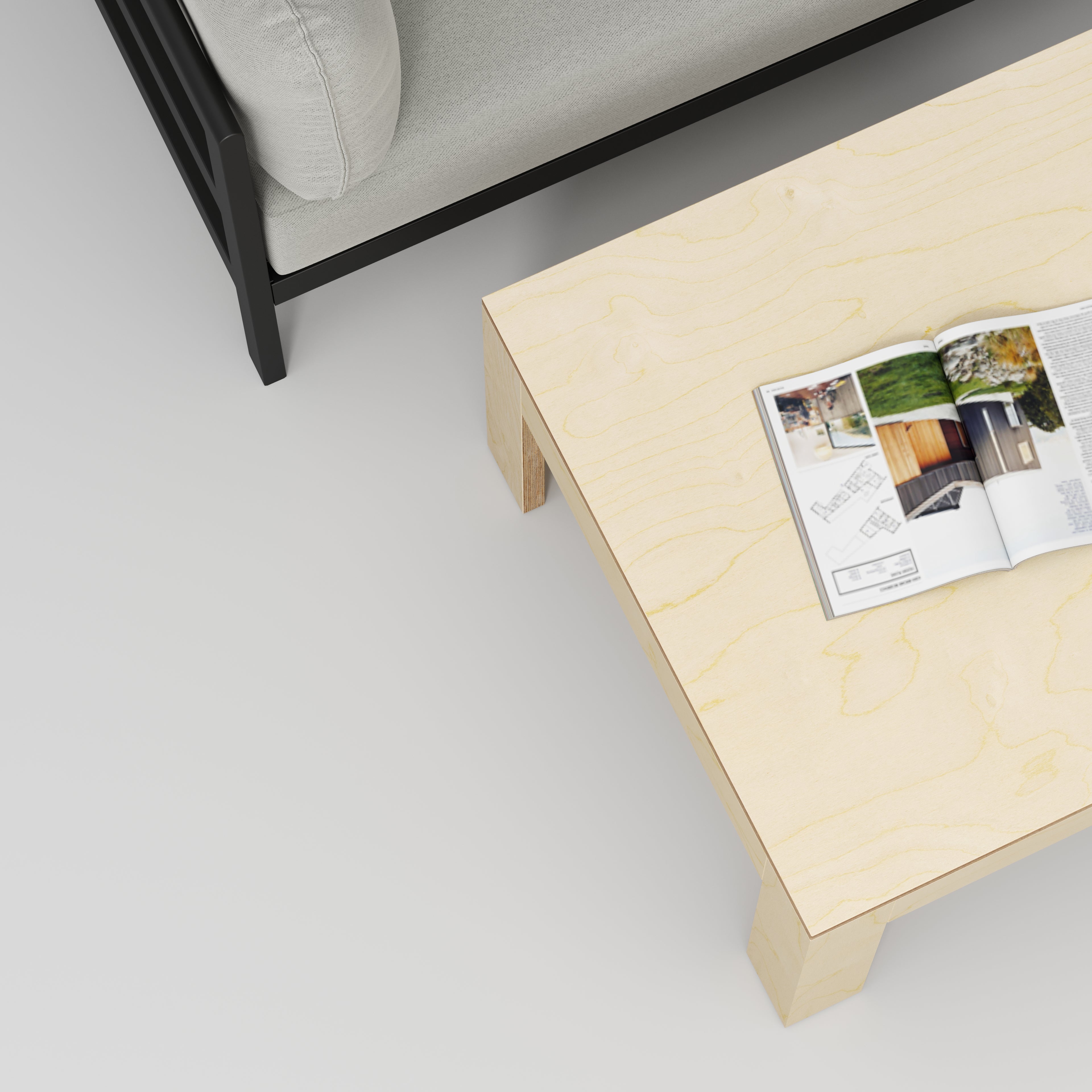 Plywood Coffee Table with Solid Frame - Plywood Birch - 800(w) x 800(d) x 450(h)