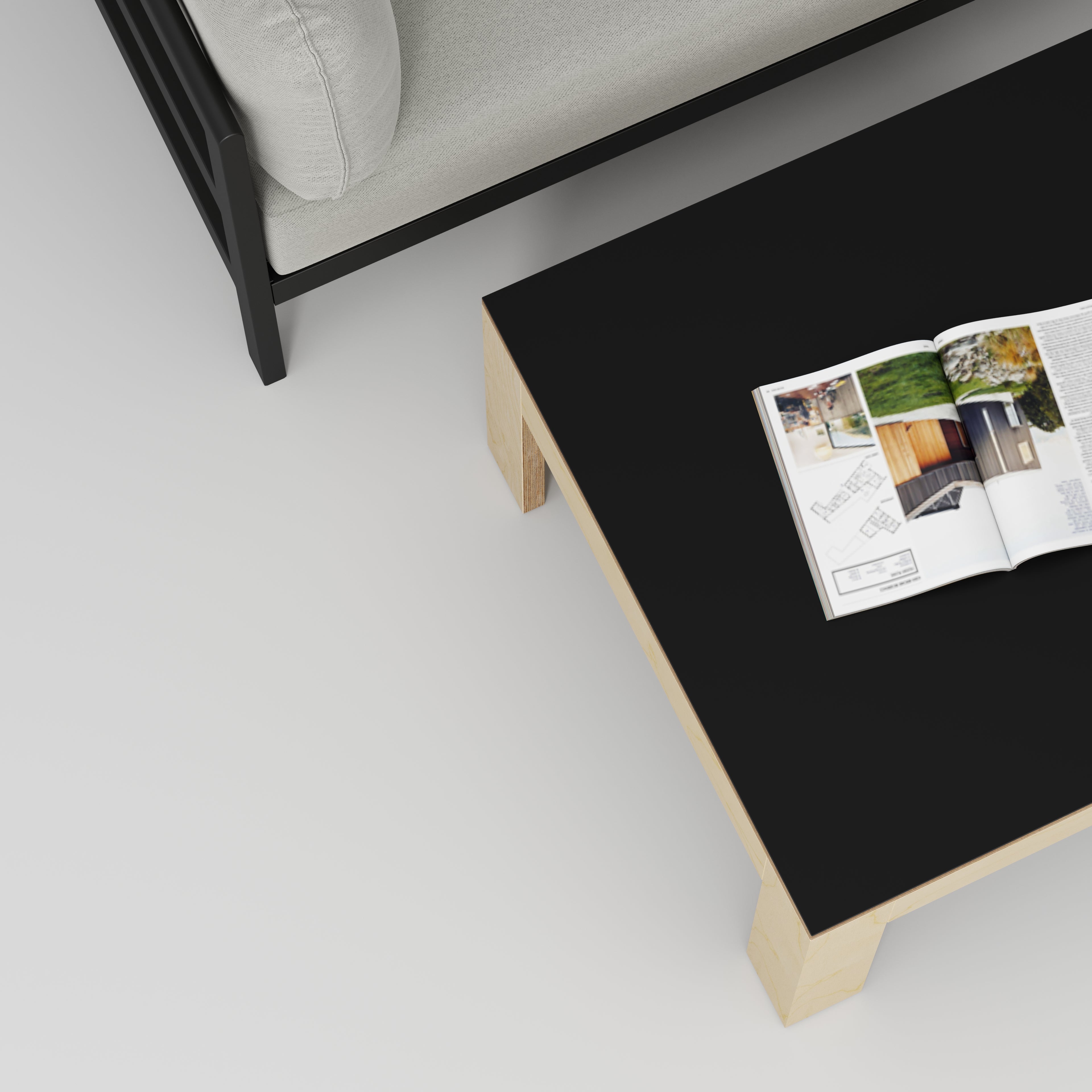 Plywood Coffee Table with Solid Frame - Formica Diamond Black - 800(w) x 800(d) x 450(h)