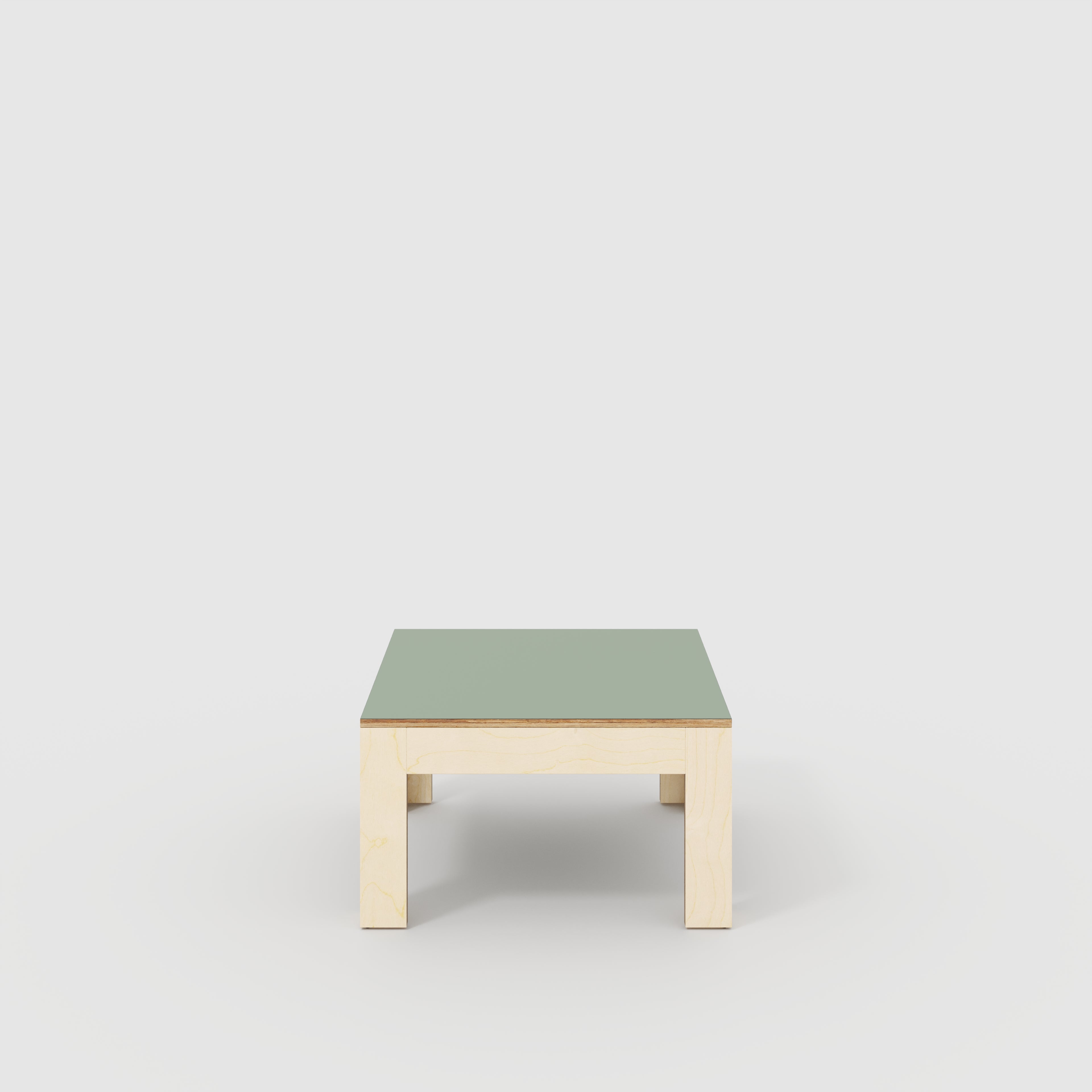 Plywood Coffee Table with Solid Frame - Formica Green Slate - 800(w) x 800(d) x 450(h)