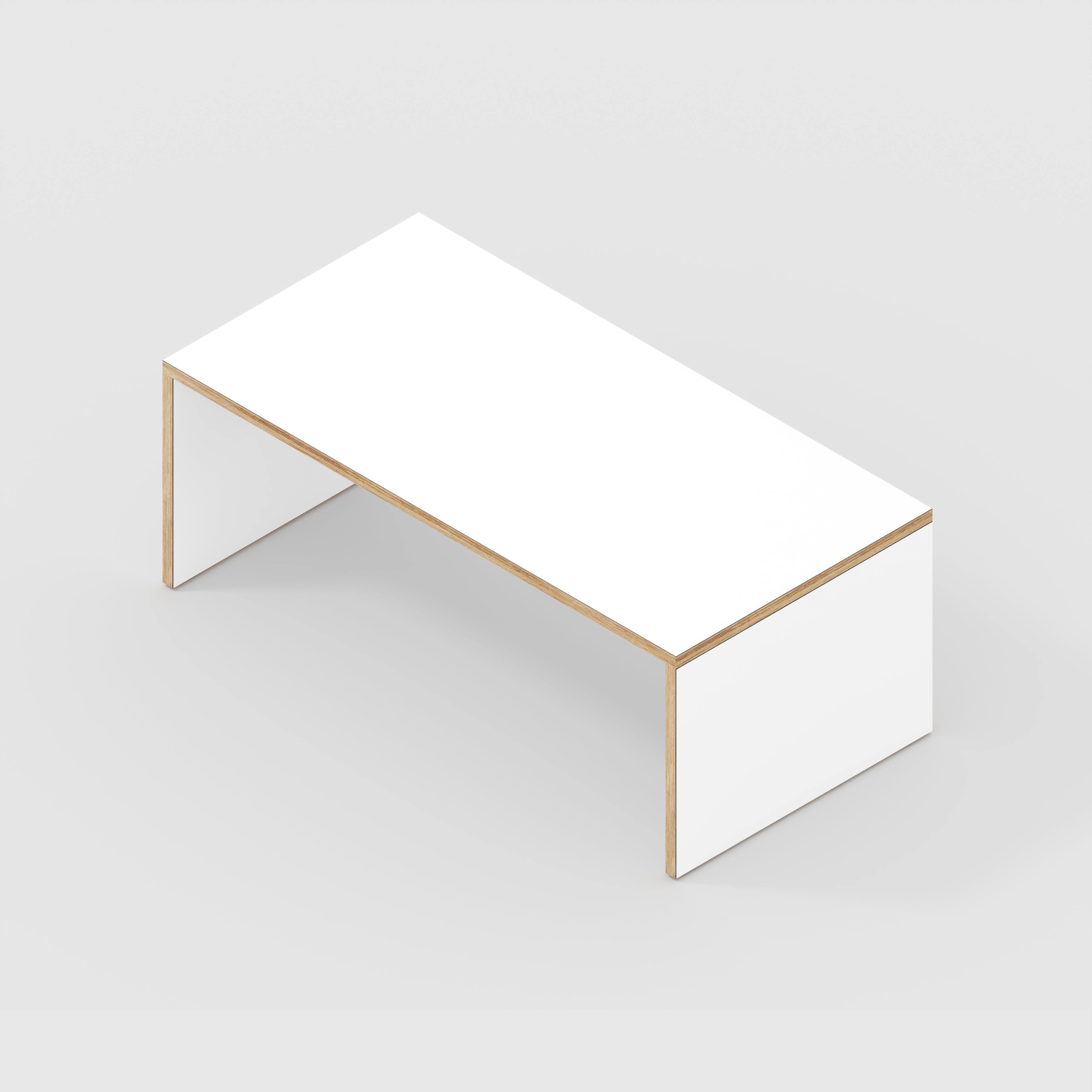 Plywood Coffee Table with Solid Sides - Formica White - 1200(w) x 600(d) x 450(h)