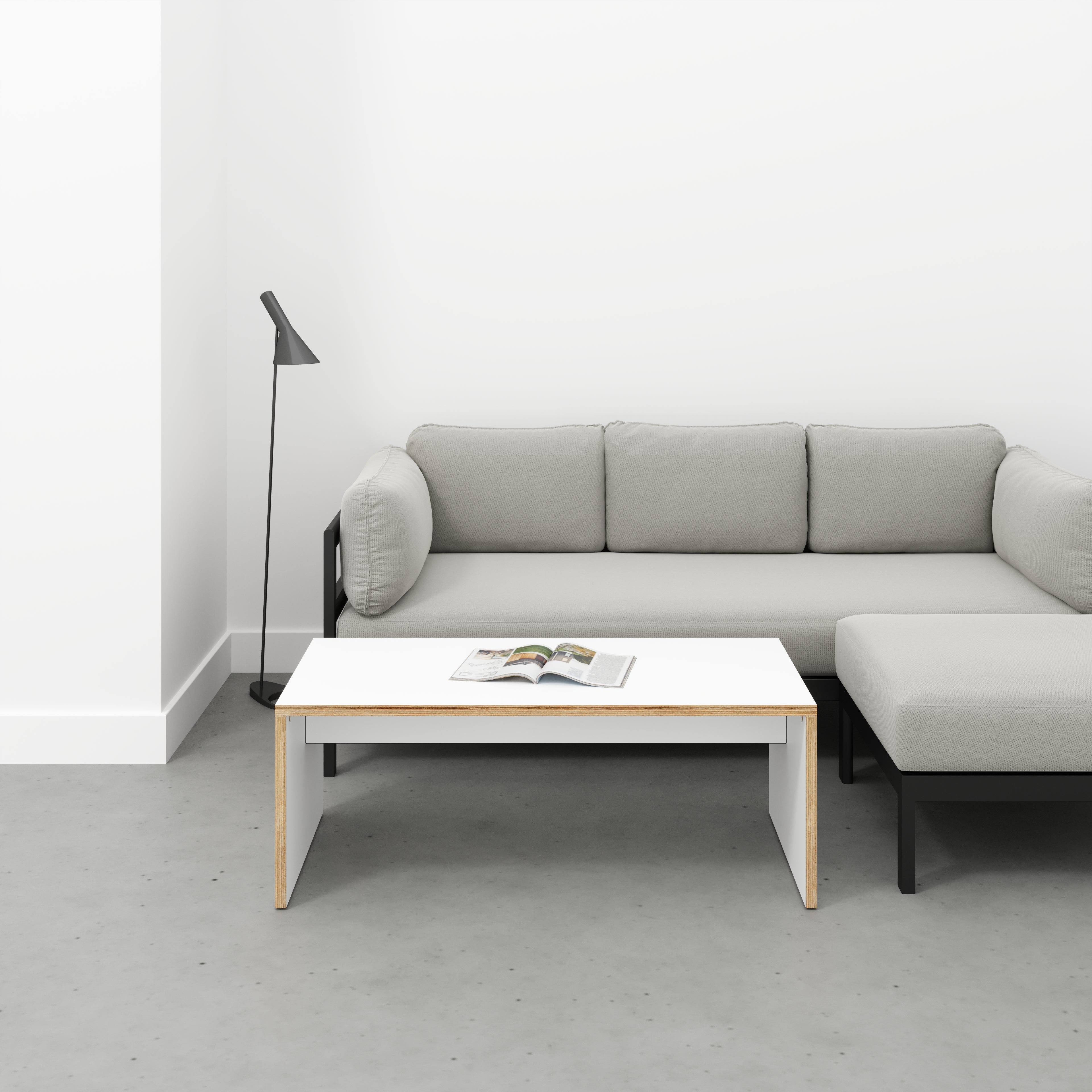 Plywood Coffee Table with Solid Sides - Formica White - 1200(w) x 600(d) x 450(h)