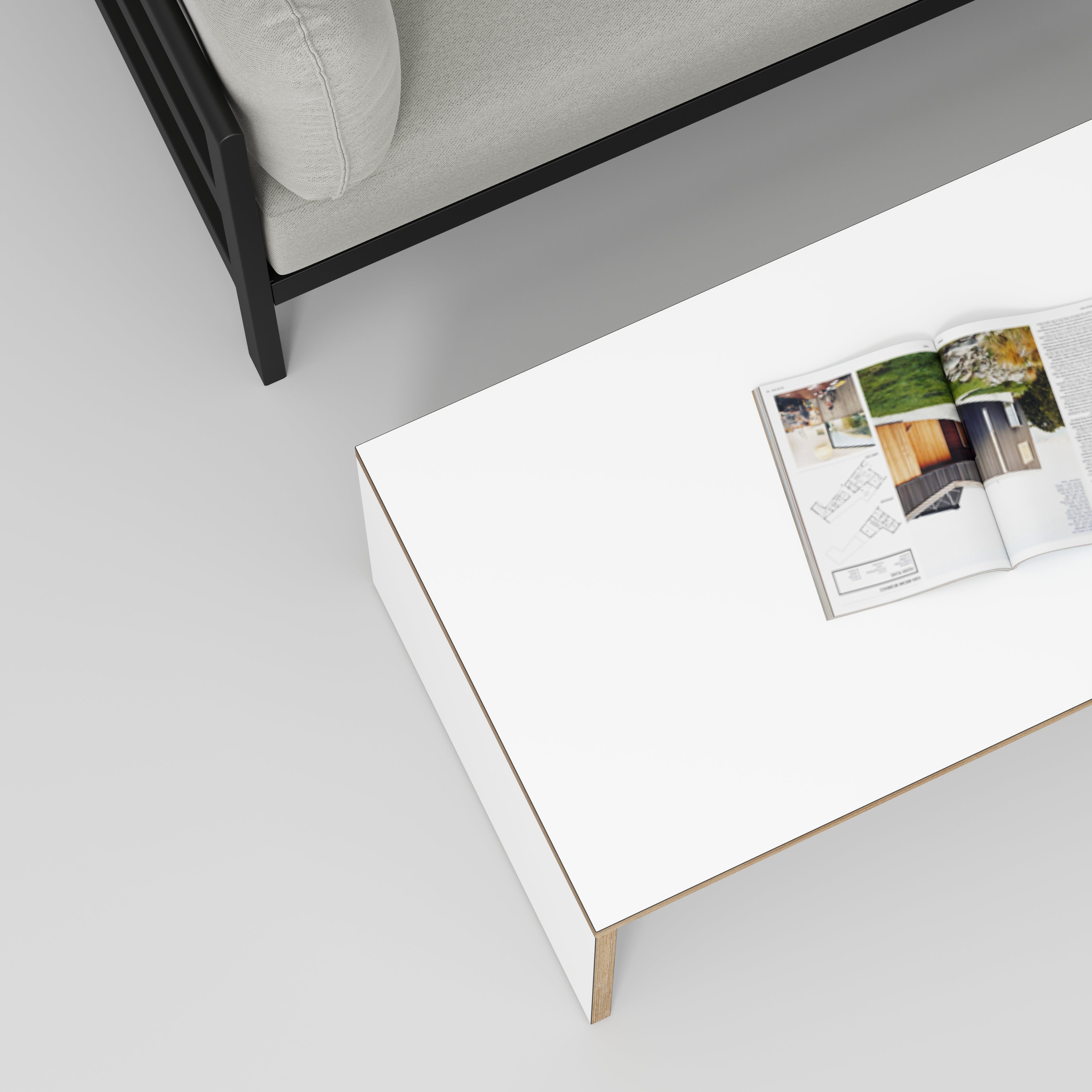 Plywood Coffee Table with Solid Sides - Formica White - 1200(w) x 600(d) x 450(h)