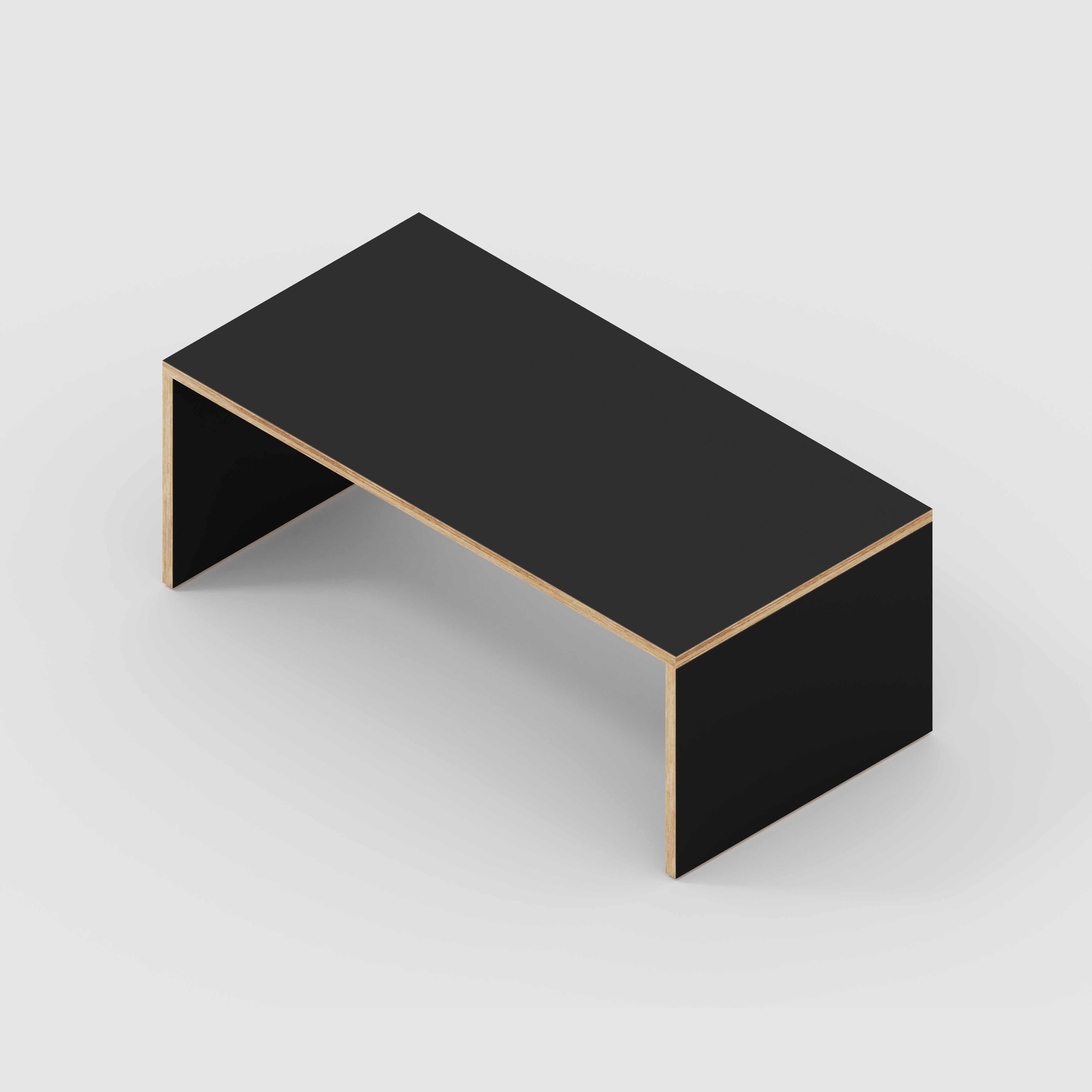 Plywood Coffee Table with Solid Sides - Formica Diamond Black - 1200(w) x 600(d) x 450(h)