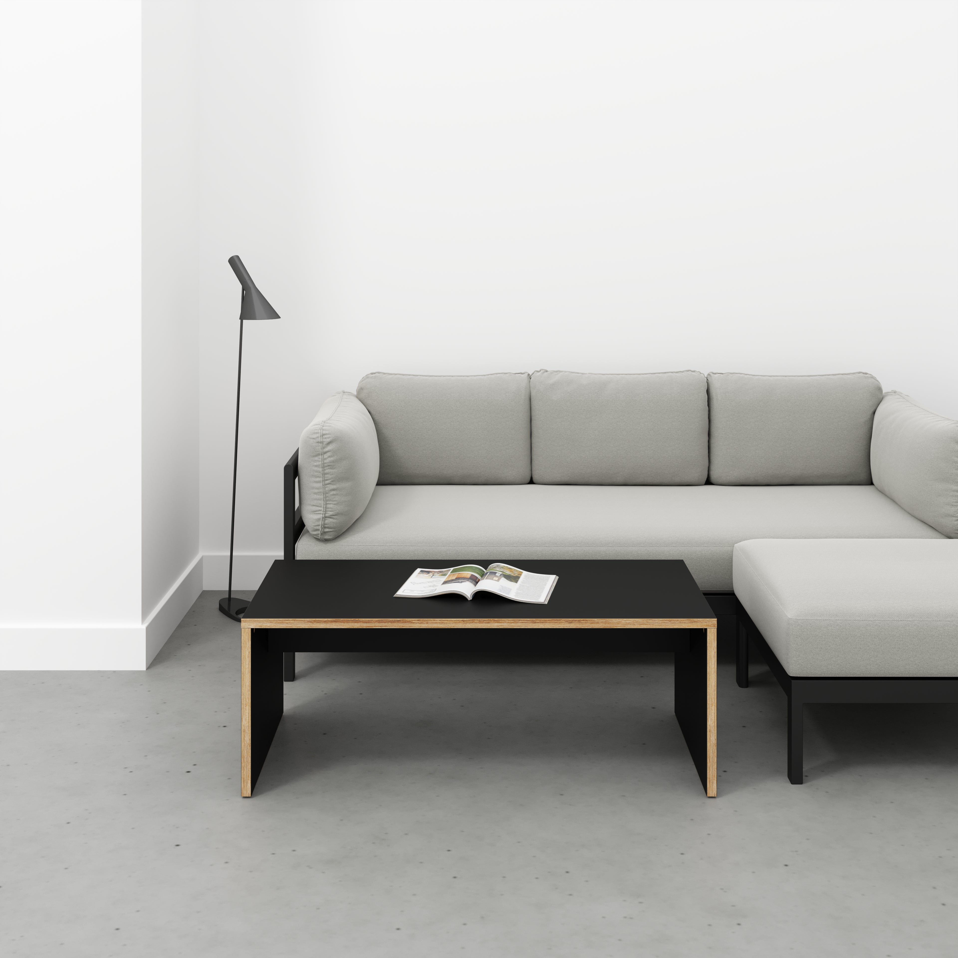 Plywood Coffee Table with Solid Sides - Formica Diamond Black - 1200(w) x 600(d) x 450(h)