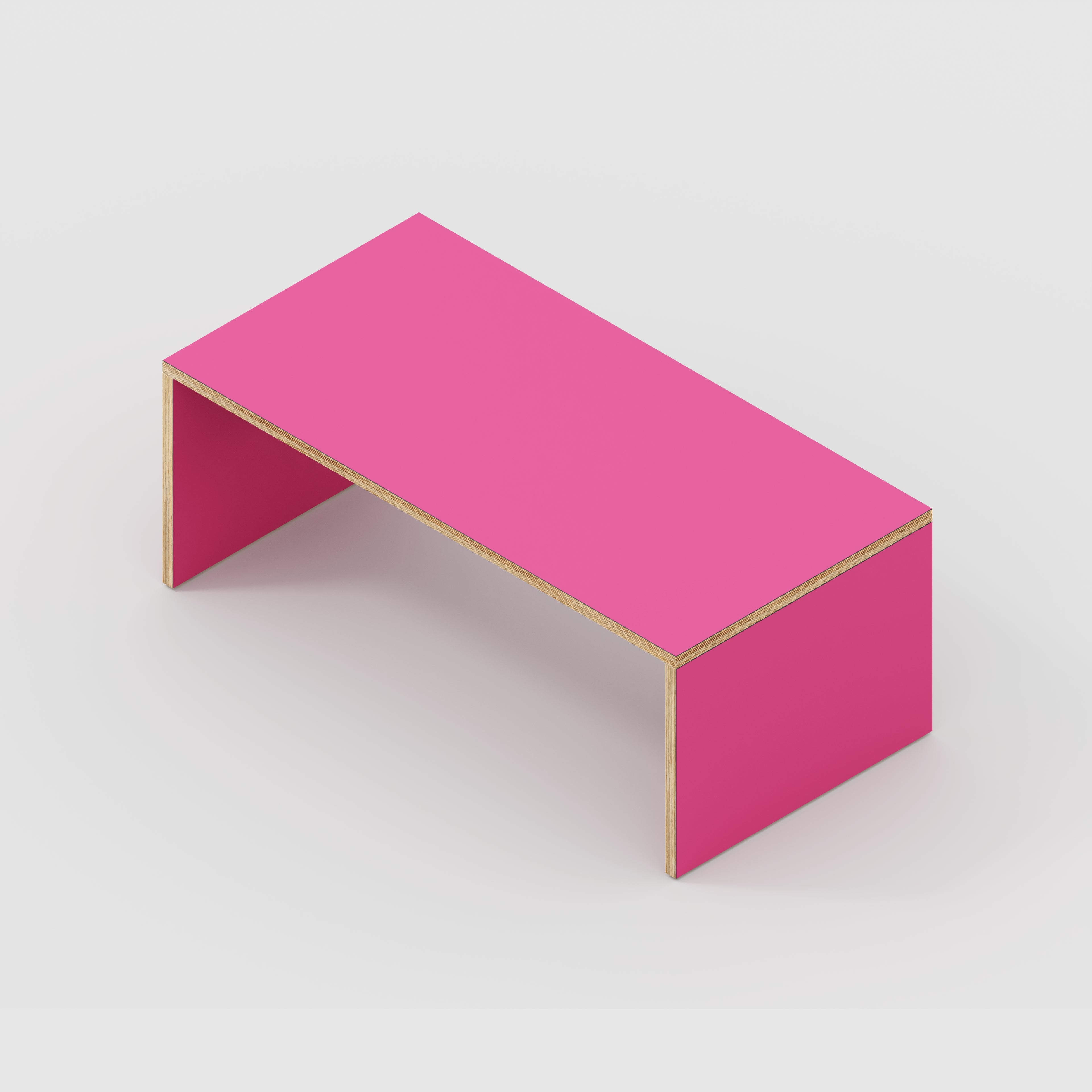 Plywood Coffee Table with Solid Sides - Formica Juicy Pink - 1200(w) x 600(d) x 450(h)