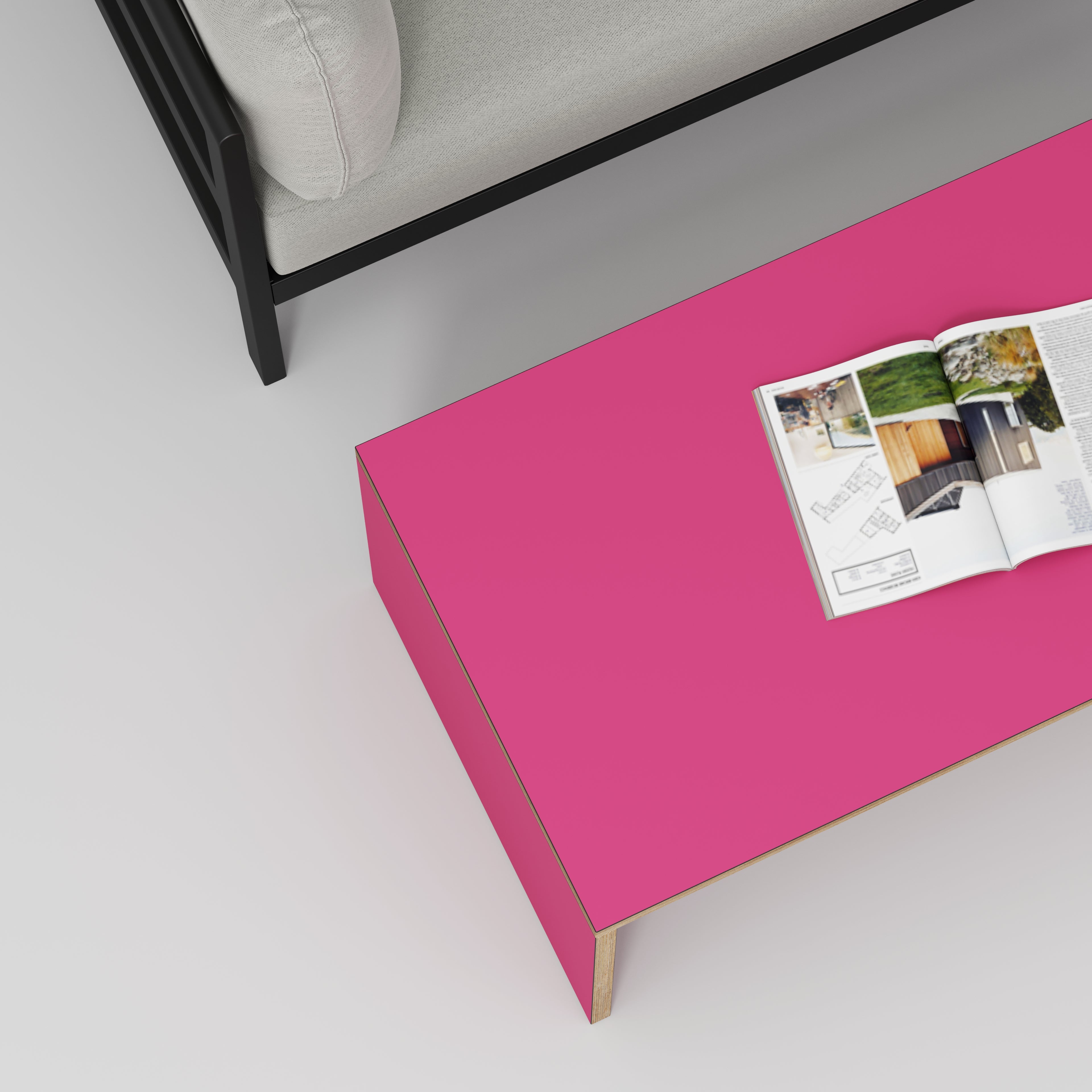 Plywood Coffee Table with Solid Sides - Formica Juicy Pink - 1200(w) x 600(d) x 450(h)