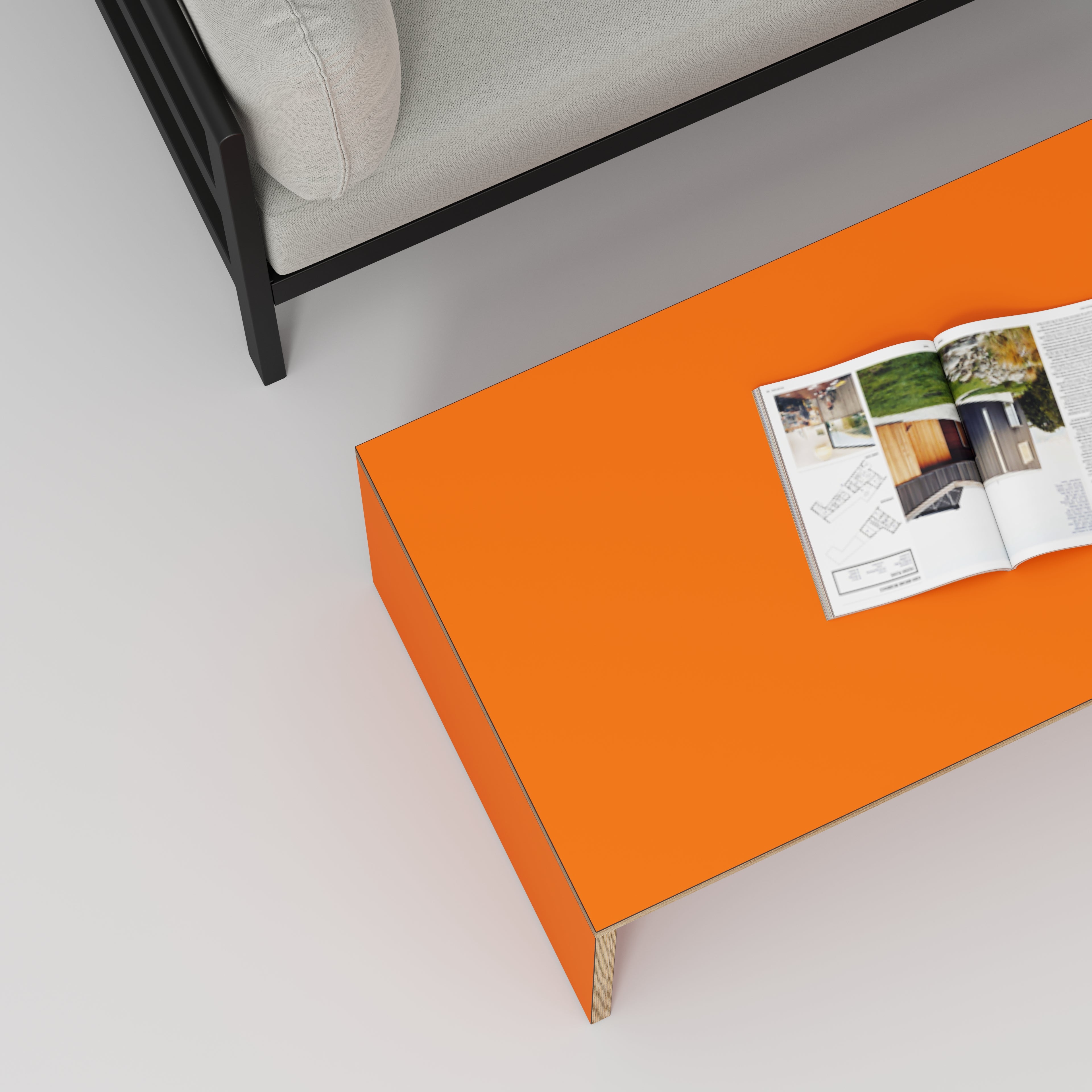 Plywood Coffee Table with Solid Sides - Formica Levante Orange - 1200(w) x 600(d) x 450(h)