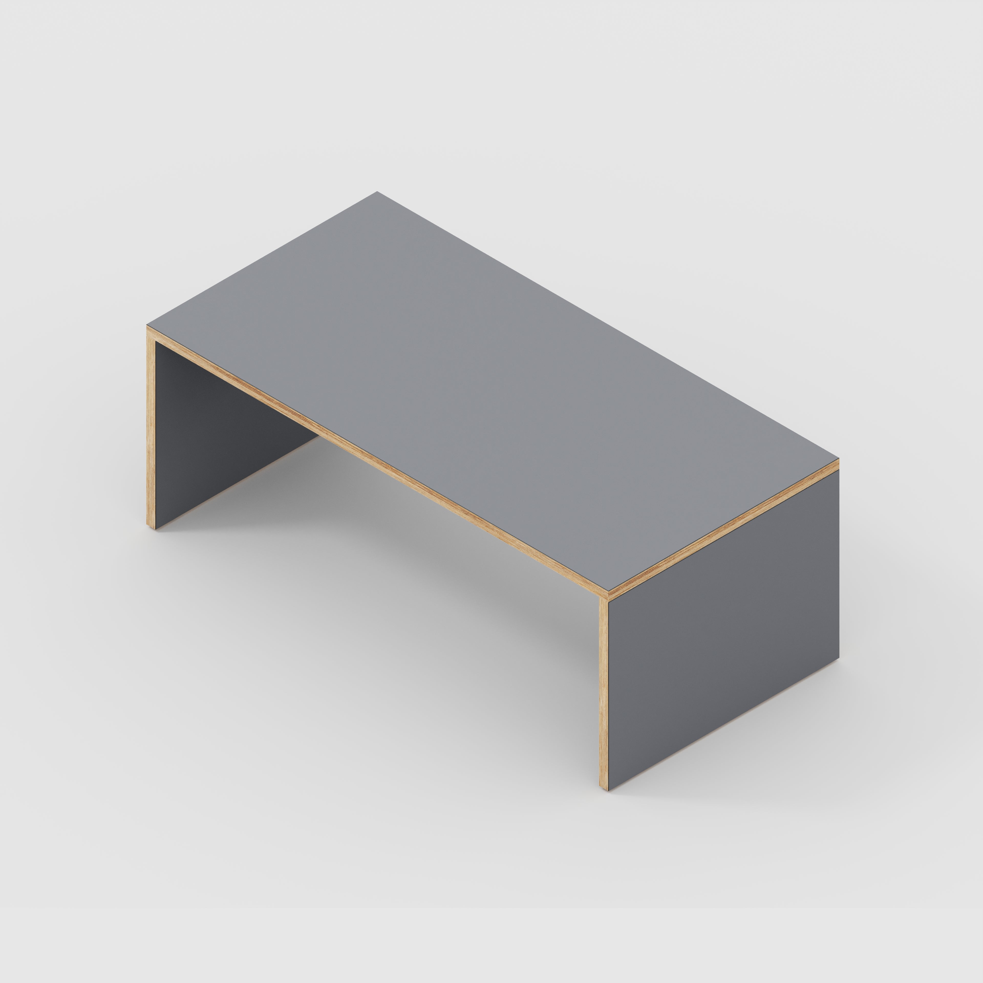 Plywood Coffee Table with Solid Sides - Formica Tornado Grey - 1200(w) x 600(d) x 450(h)
