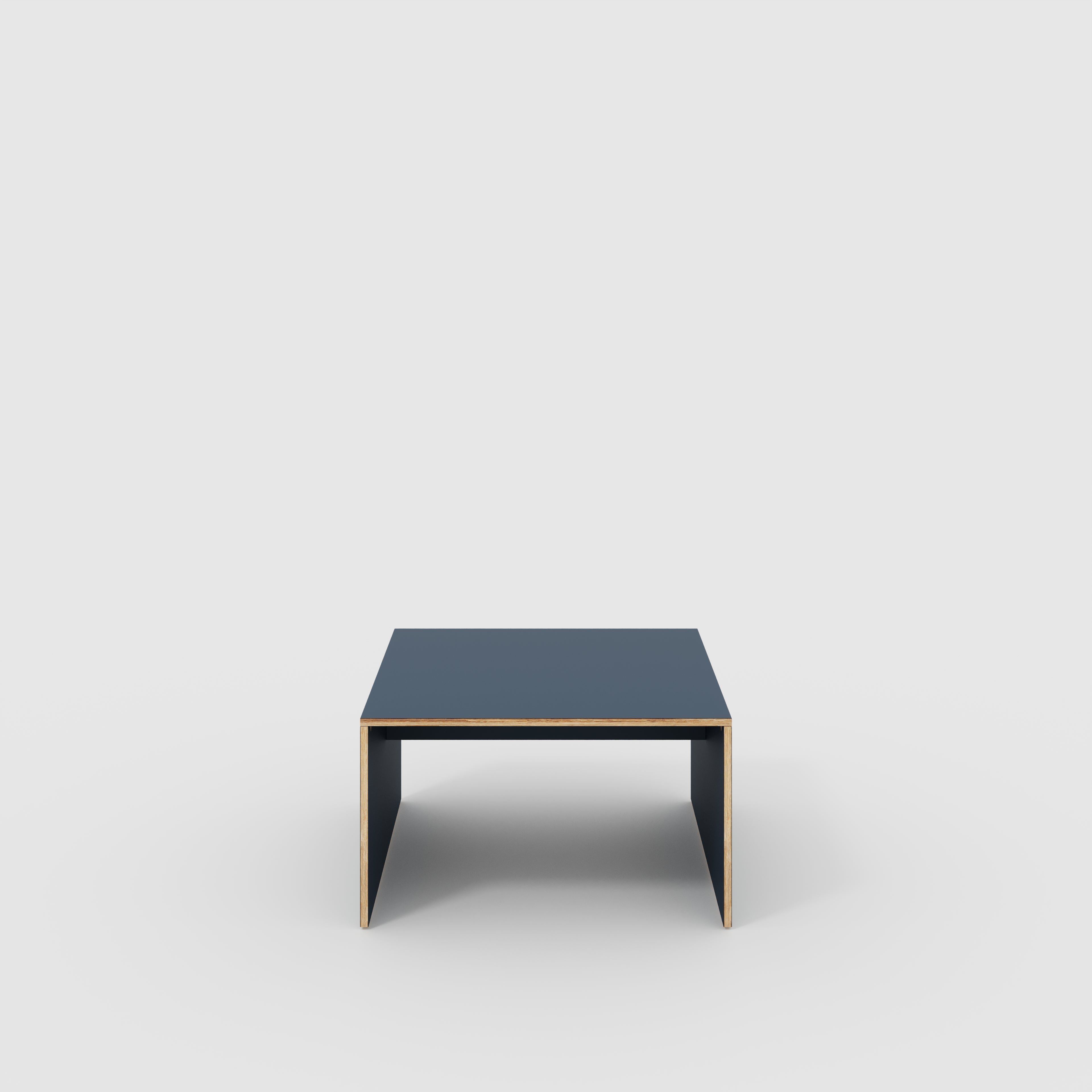 Plywood Coffee Table with Solid Sides - Formica Night Sea Blue - 800(w) x 800(d) x 450(h)