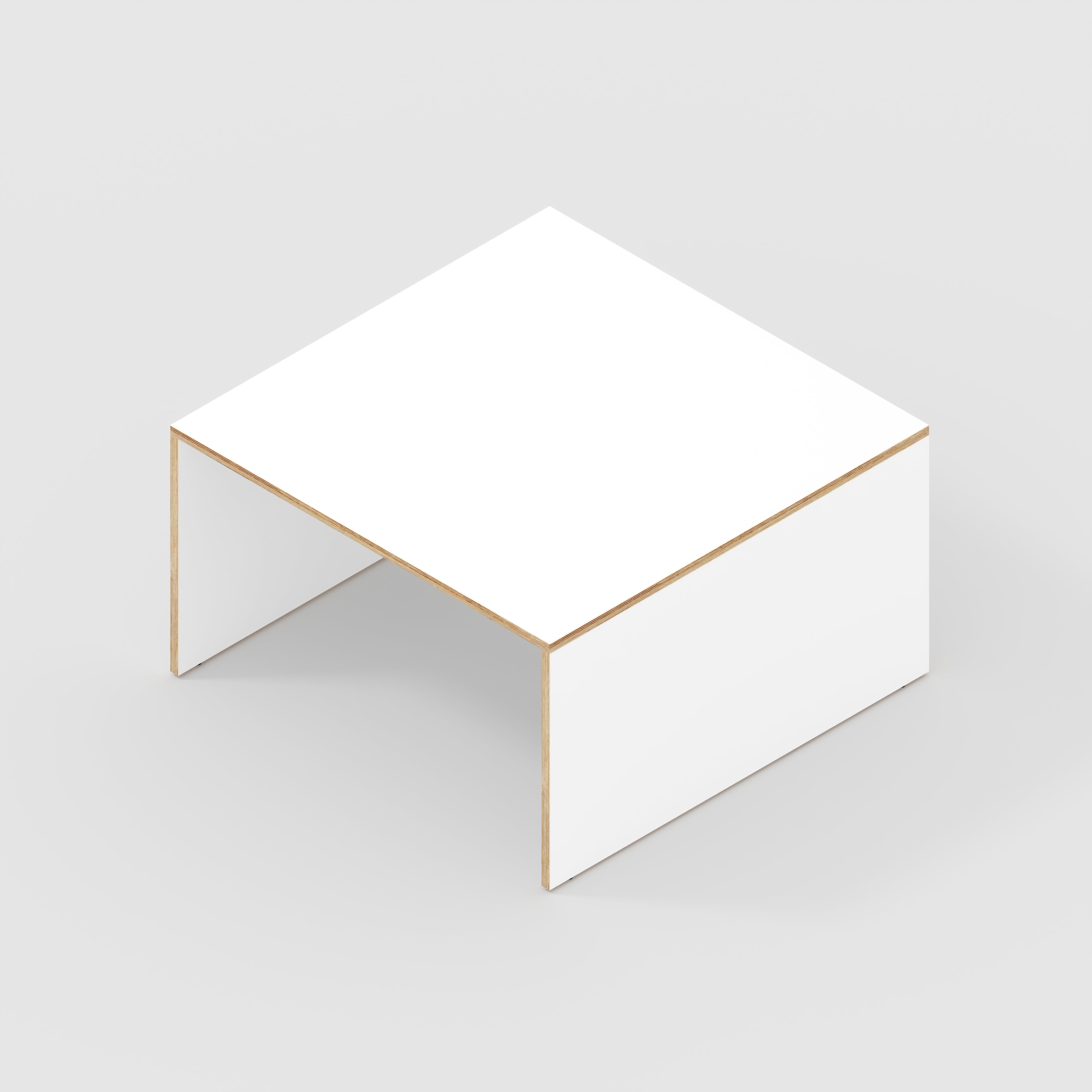 Plywood Coffee Table with Solid Sides - Formica White - 800(w) x 800(d)