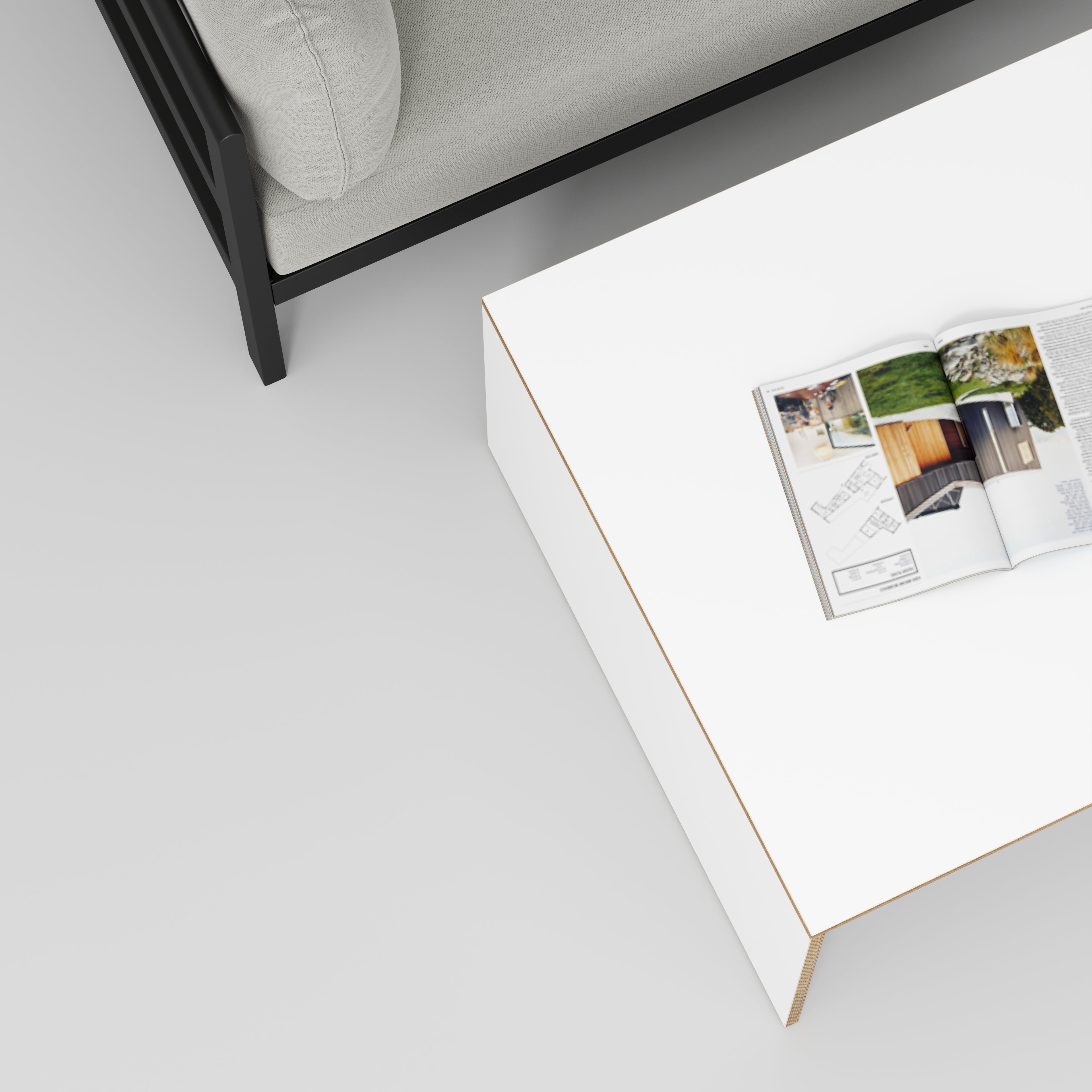 Plywood Coffee Table with Solid Sides - Formica White - 800(w) x 800(d)