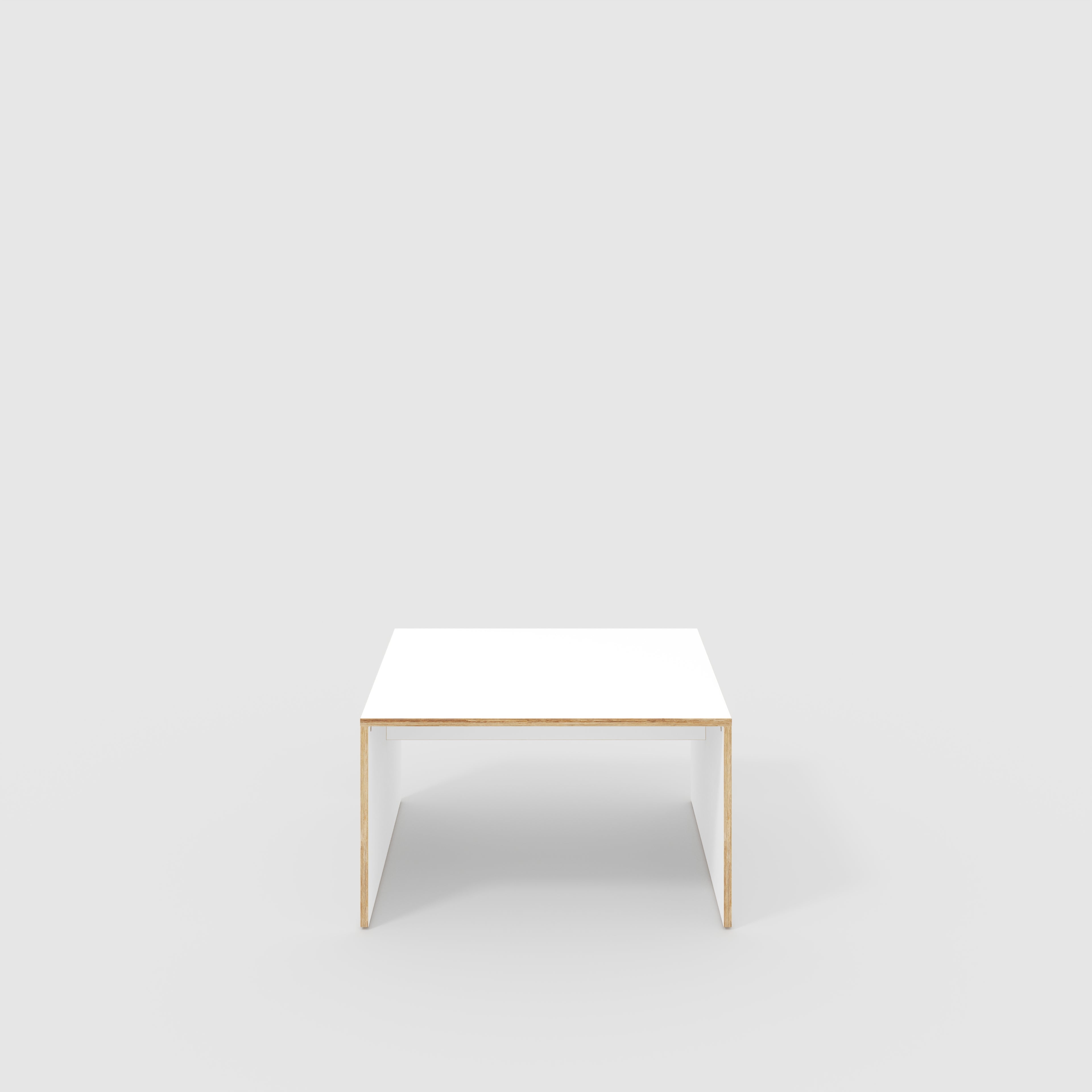 Plywood Coffee Table with Solid Sides - Formica White - 800(w) x 800(d)