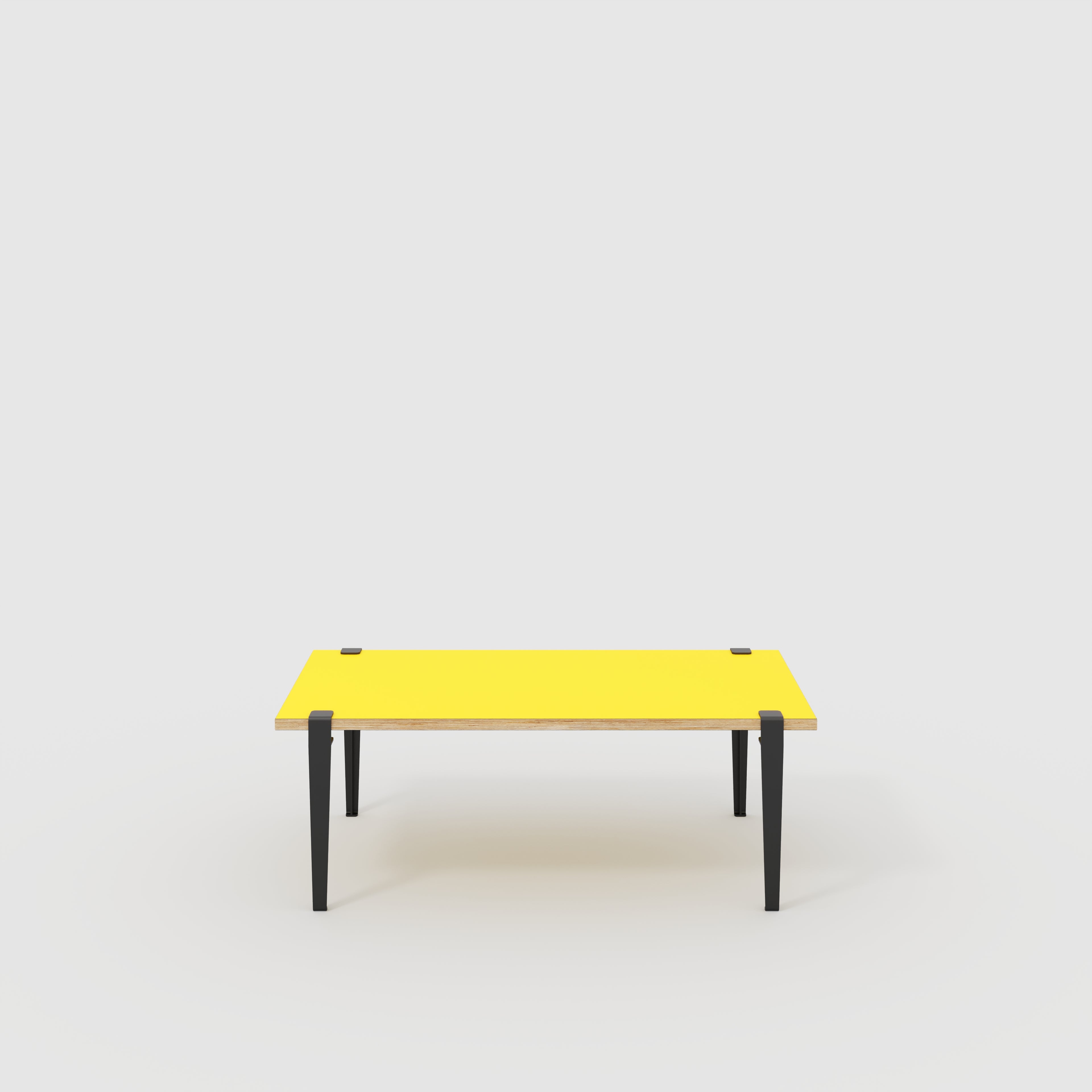 Plywood Coffee Table with Black Tiptoe Legs - Formica Chrome Yellow - 1200(w) x 600(d) x 430(h)