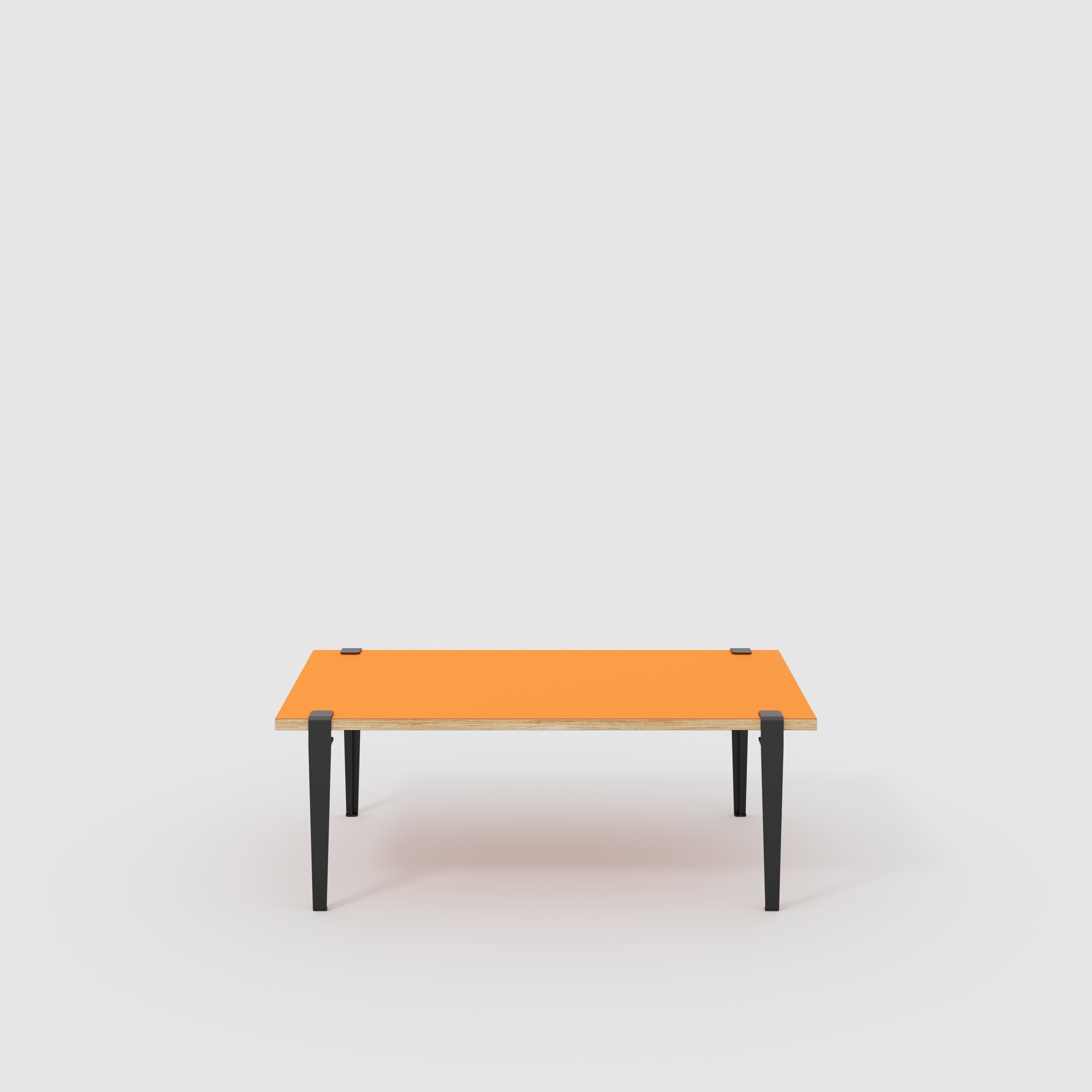 Plywood Coffee Table with Black Tiptoe Legs - Formica Levante Orange - 1200(w) x 600(d) x 430(h)