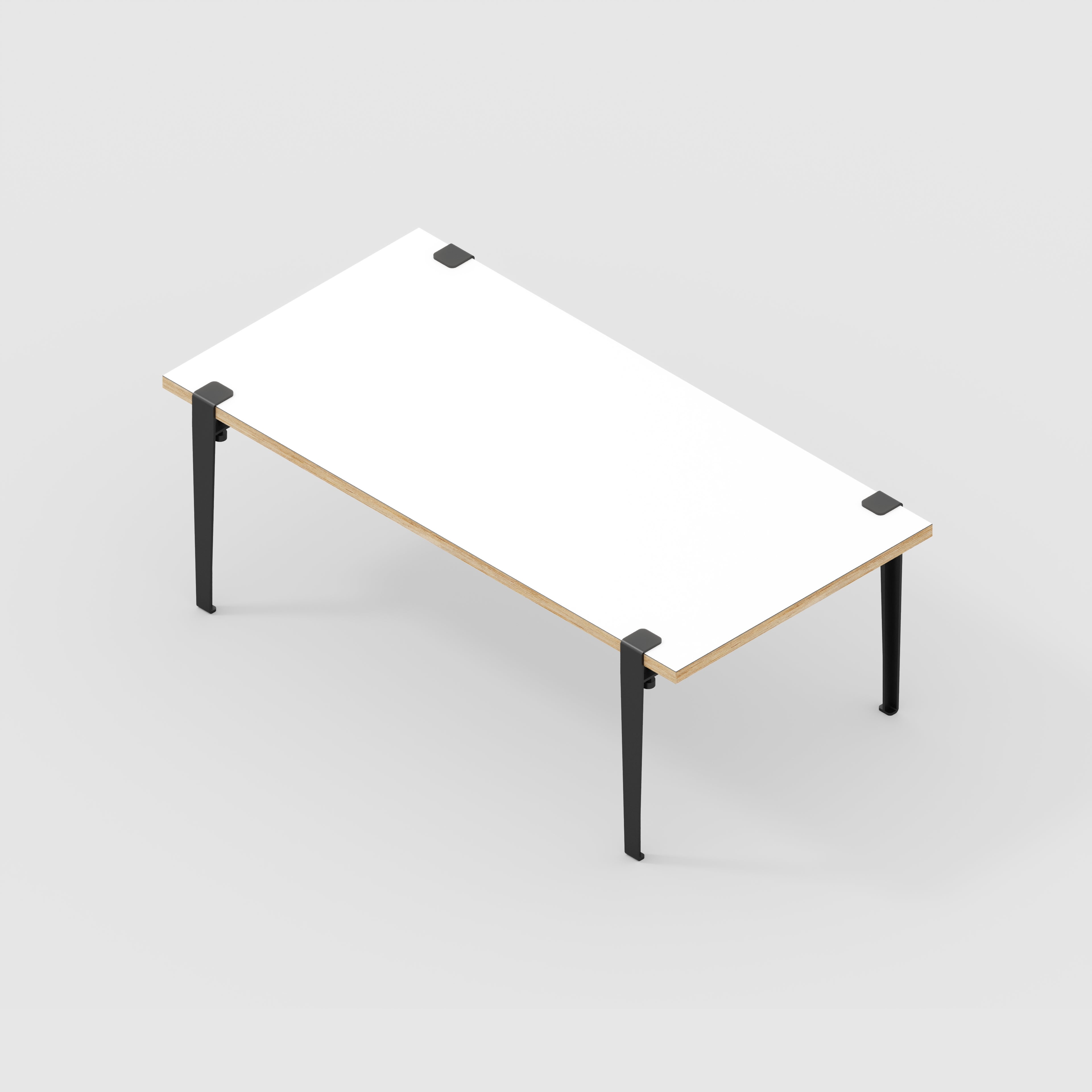 Plywood Coffee Table with Black Tiptoe Legs - Formica White - 1200(w) x 600(d) x 430(h)