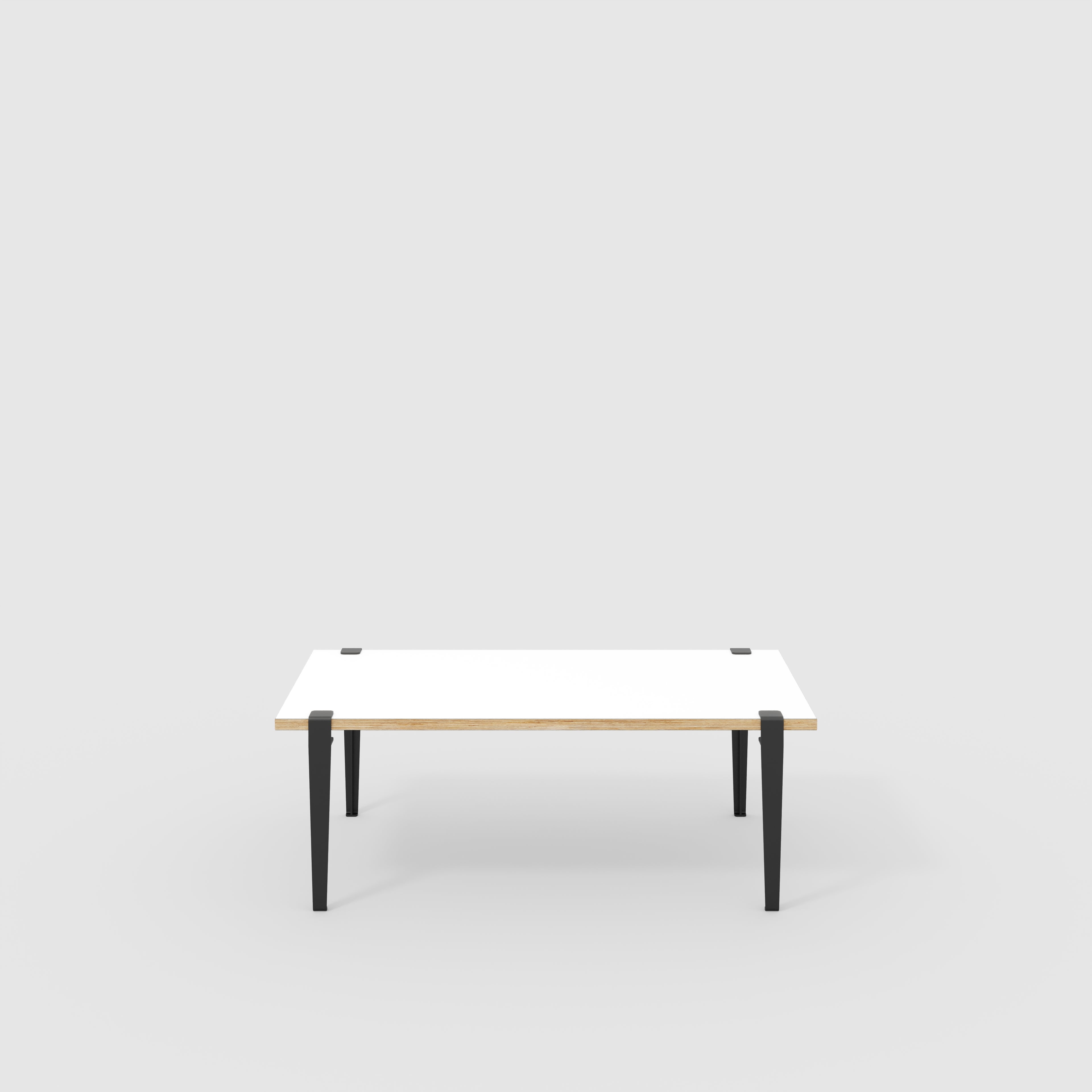 Plywood Coffee Table with Black Tiptoe Legs - Formica White - 1200(w) x 600(d) x 430(h)