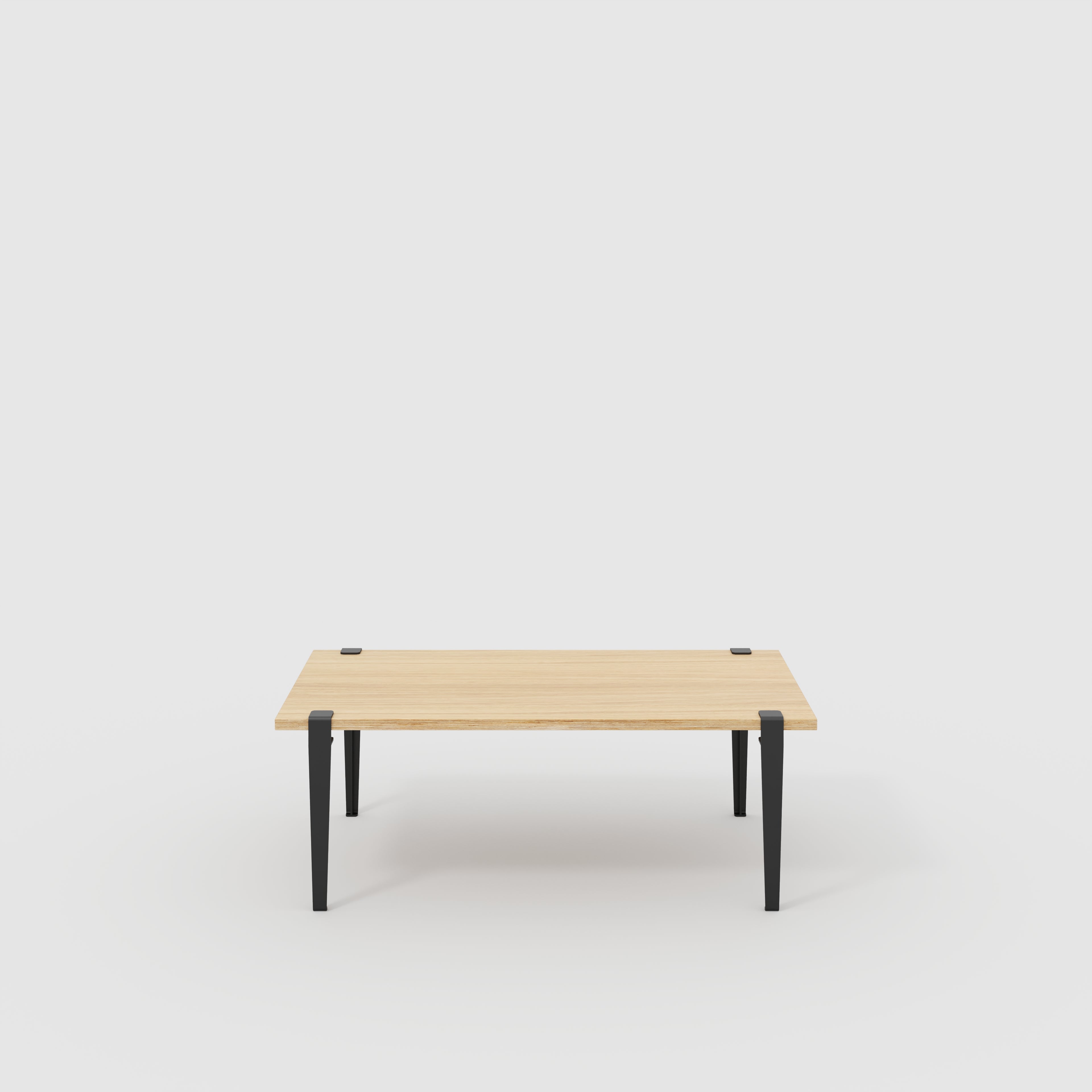 Plywood Coffee Table with Black Tiptoe Legs - Plywood Oak - 1200(w) x 600(d) x 430(h)