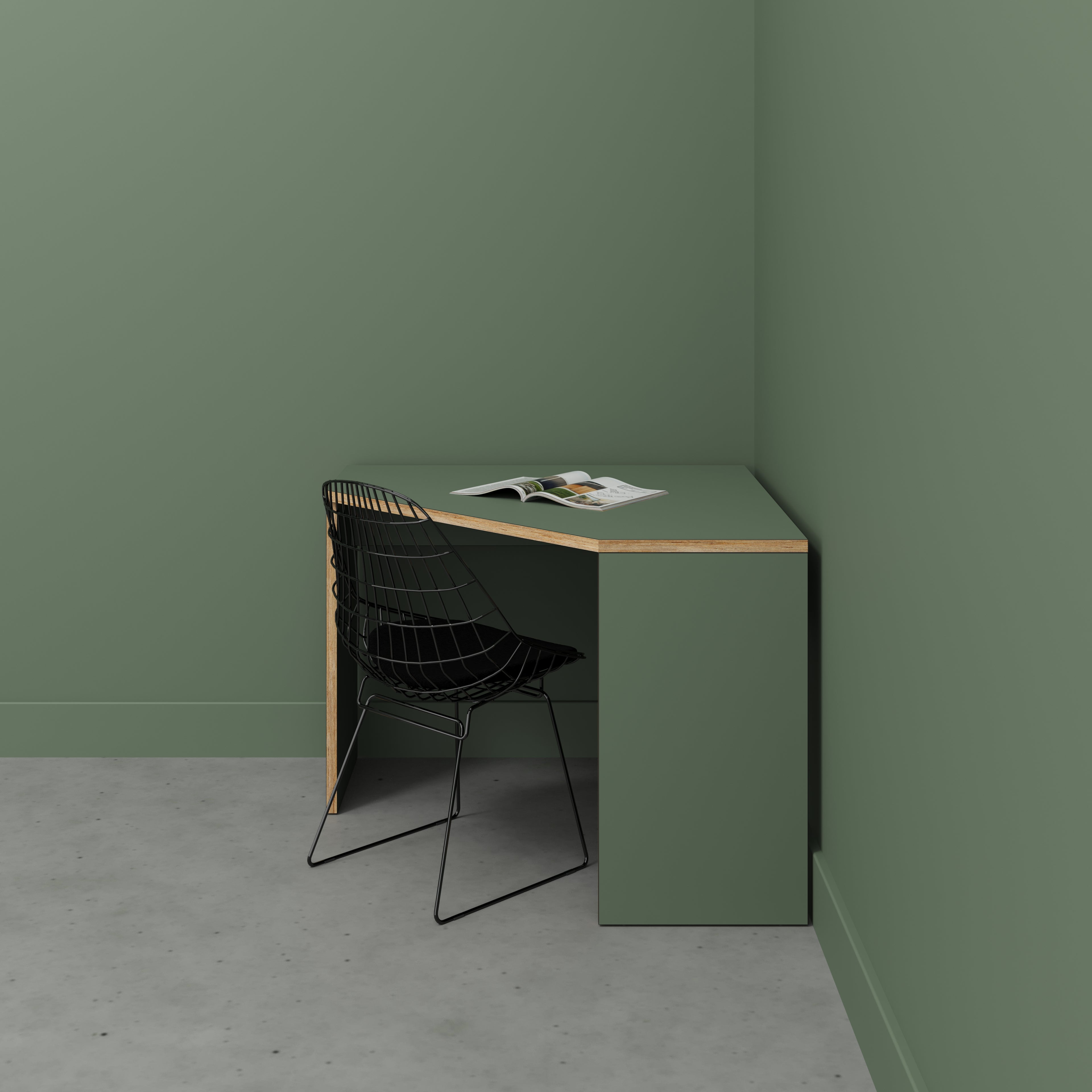 Plywood Corner Desk with Solid Sides - Formica Green Slate - 1000(w) x 1000(d) x 750(h)
