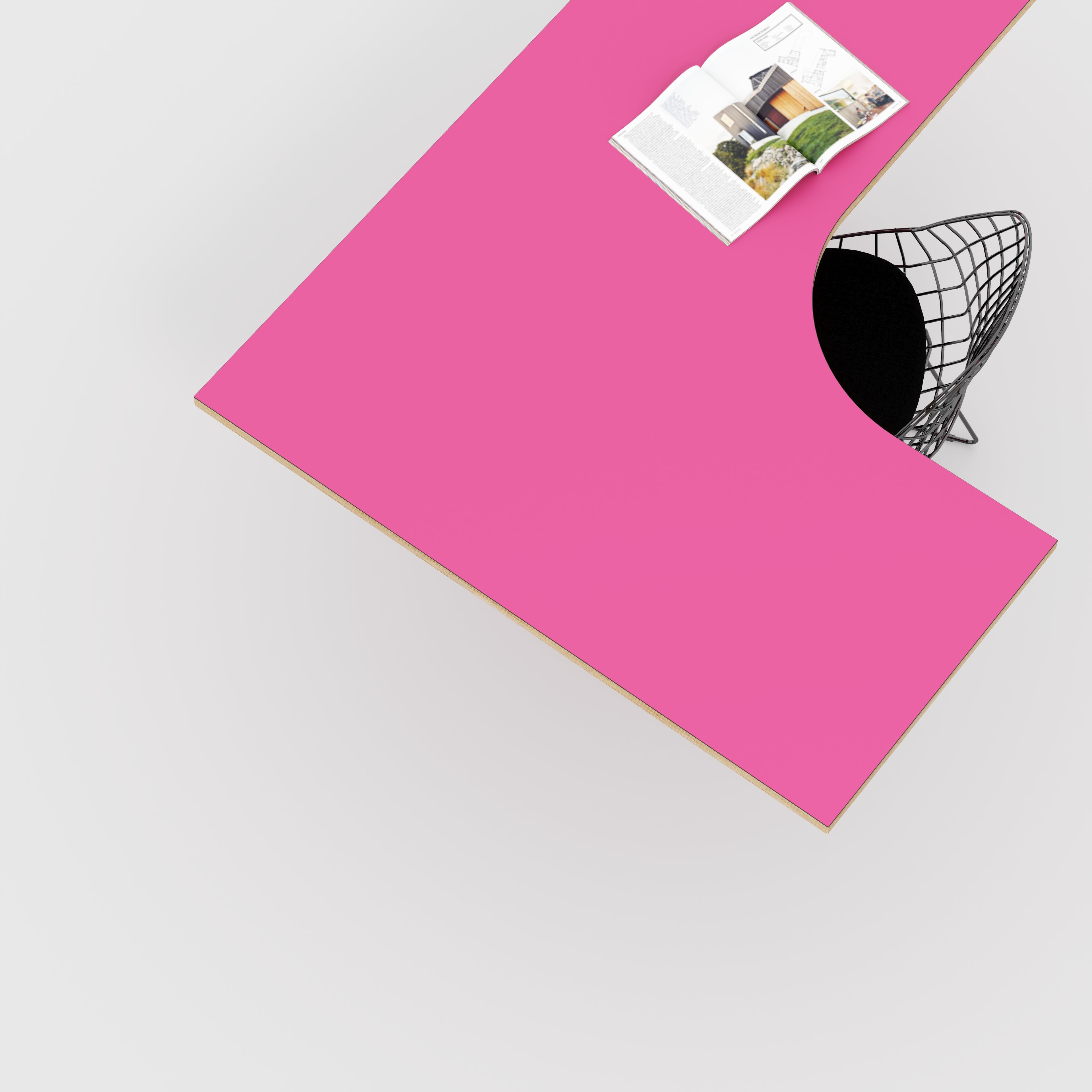 Plywood Corner Desktop - Formica Juicy Pink - 1600(w) x 1200(d)