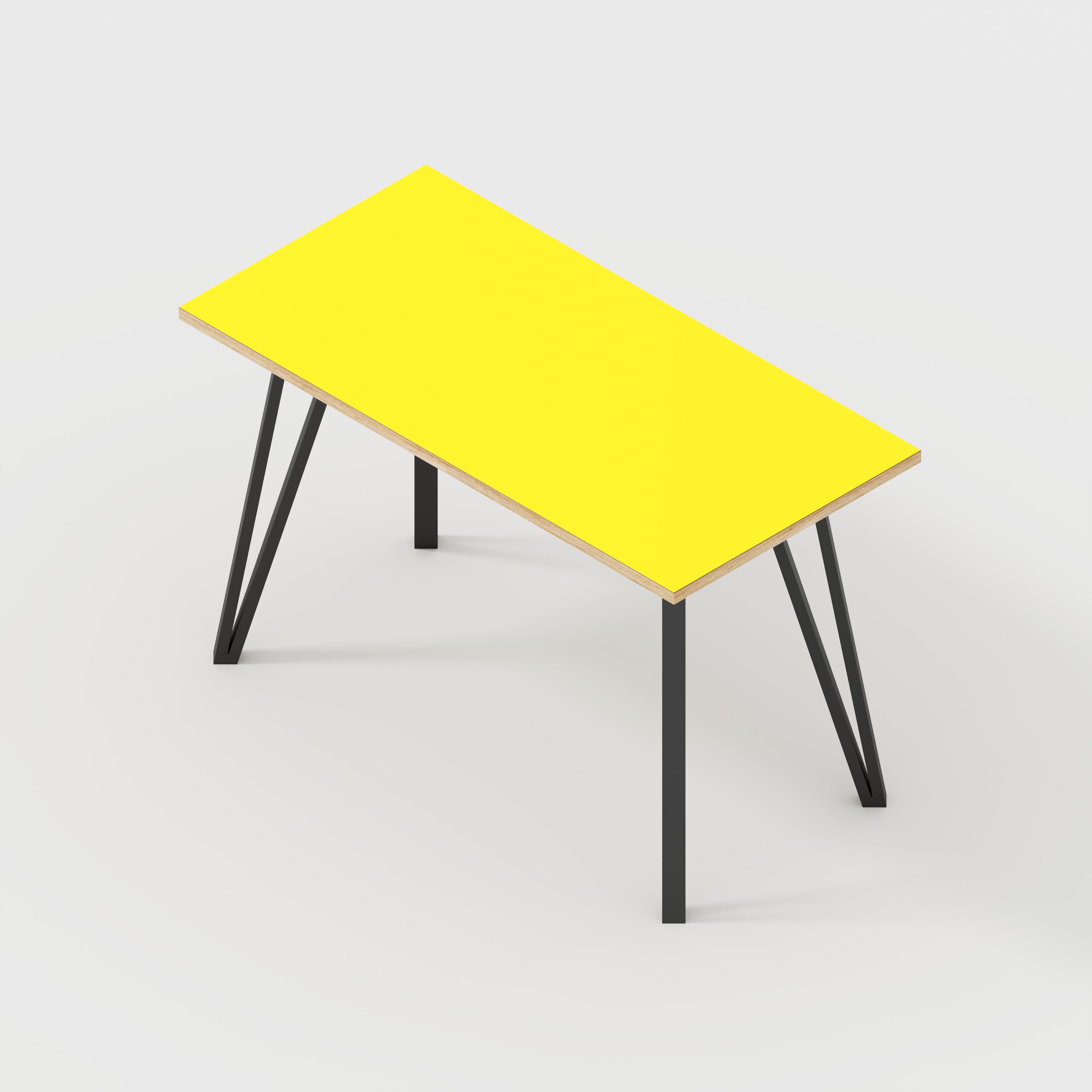 Plywood Desk with Black Box Hairpin Legs - Formica Chrome Yellow - 1200(w) x 600(d) x 735(h)