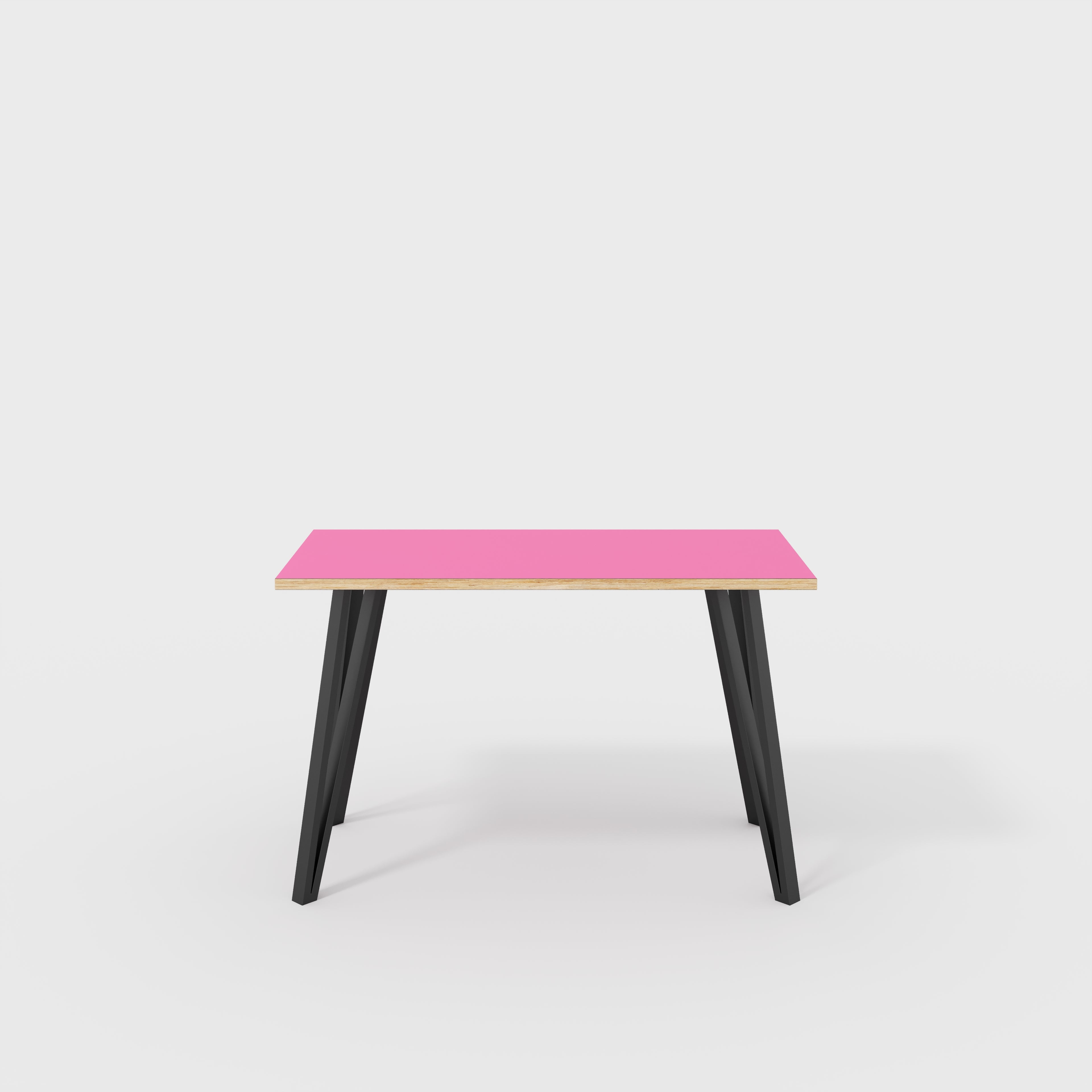 Plywood Desk with Black Box Hairpin Legs - Formica Juicy Pink - 1200(w) x 600(d) x 735(h)