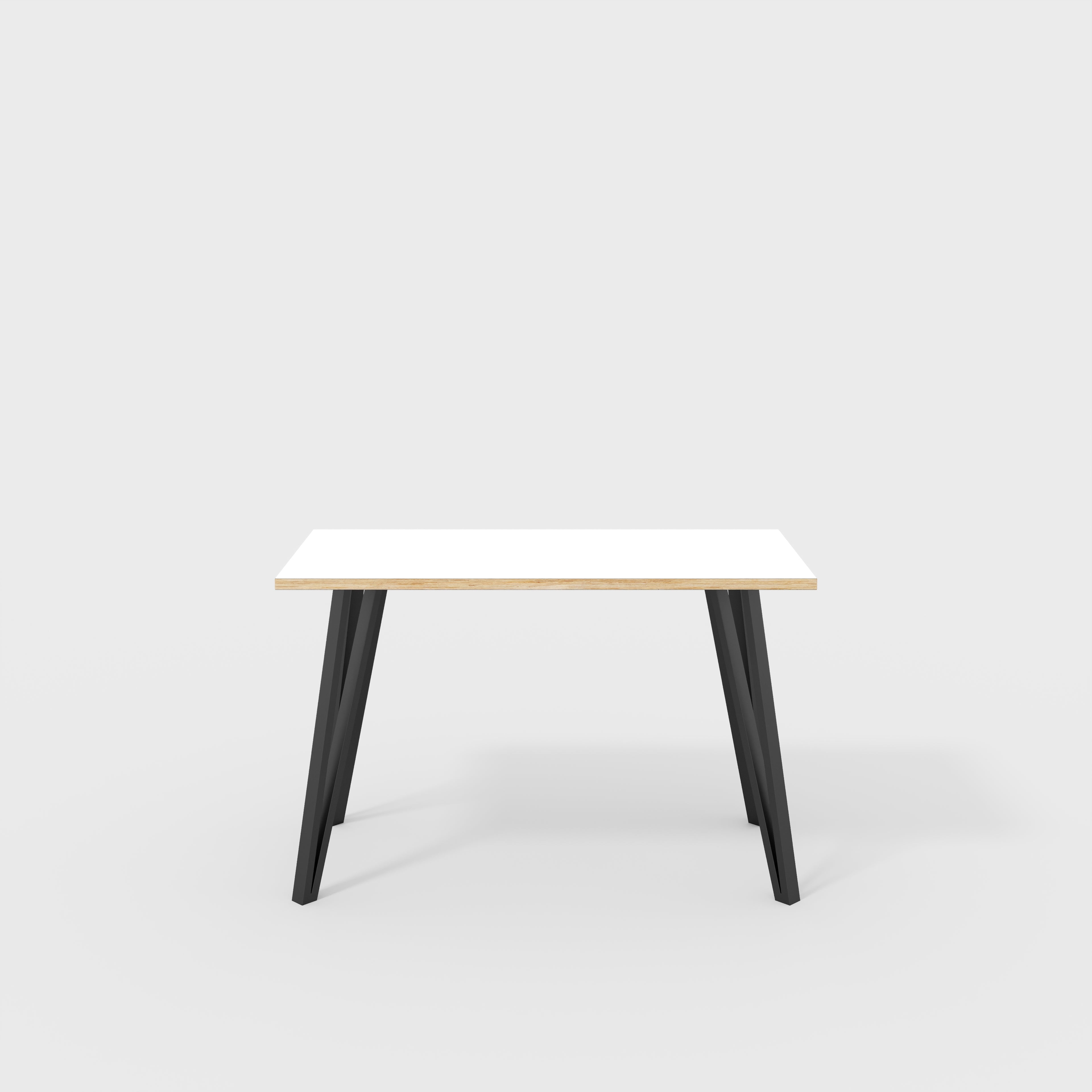 Plywood Desk with Black Box Hairpin Legs - Formica White - 1200(w) x 600(d) x 735(h)