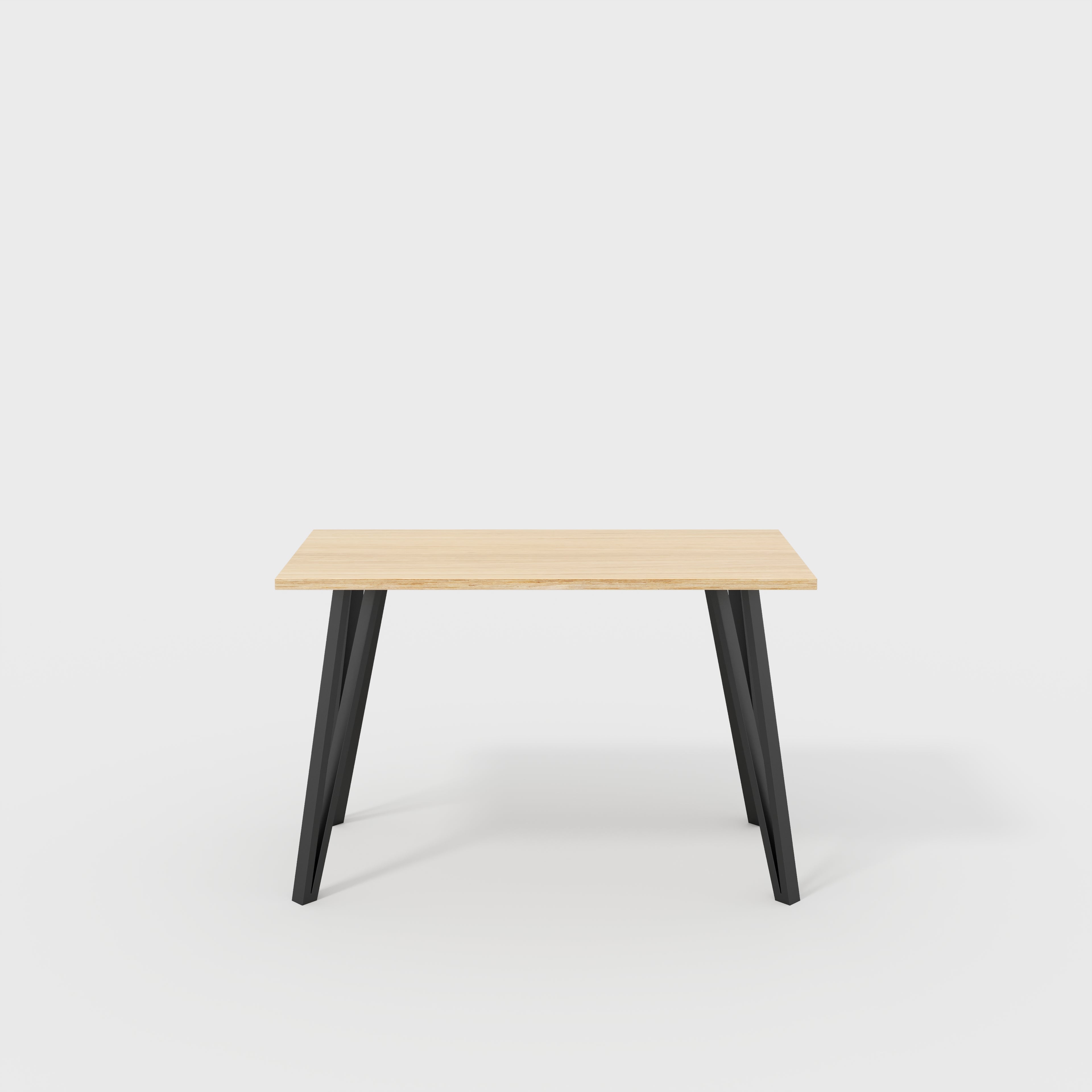 Desk with Black Box Hairpin Legs - Plywood Oak - 1200(w) x 600(d) x 735(h)