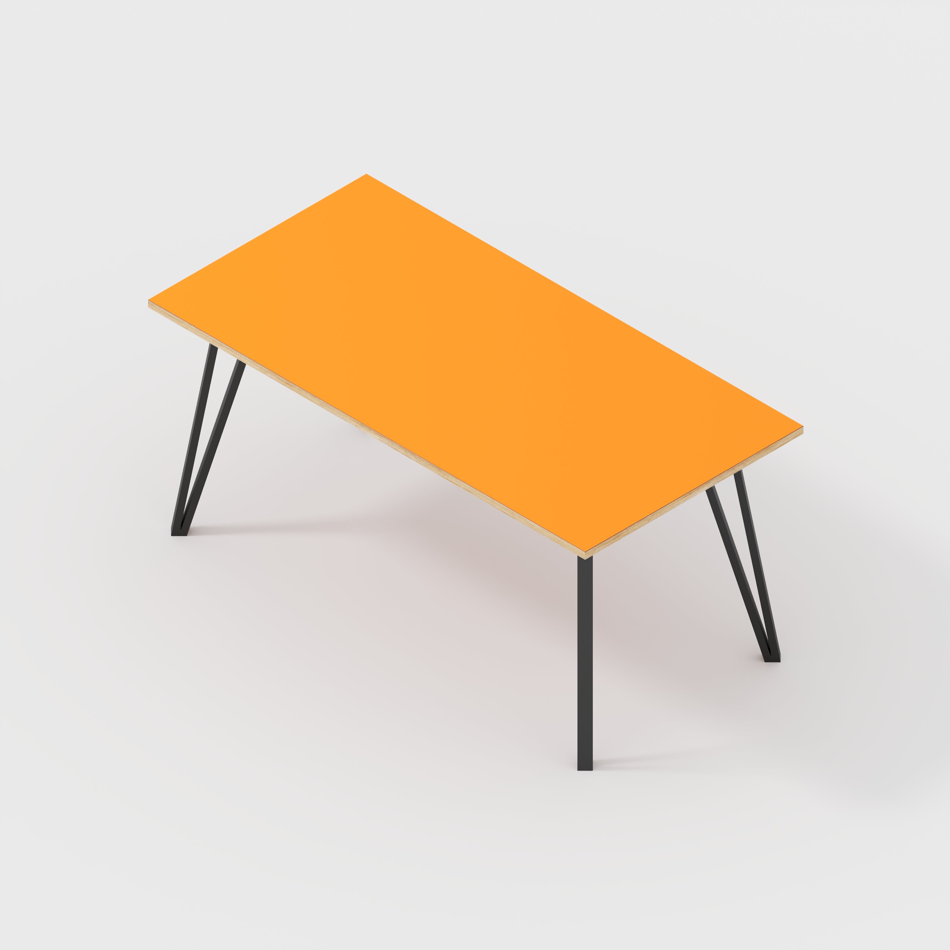 Plywood Desk with Black Box Hairpin Legs - Formica Levante Orange - 1600(w) x 800(d) x 735(h)