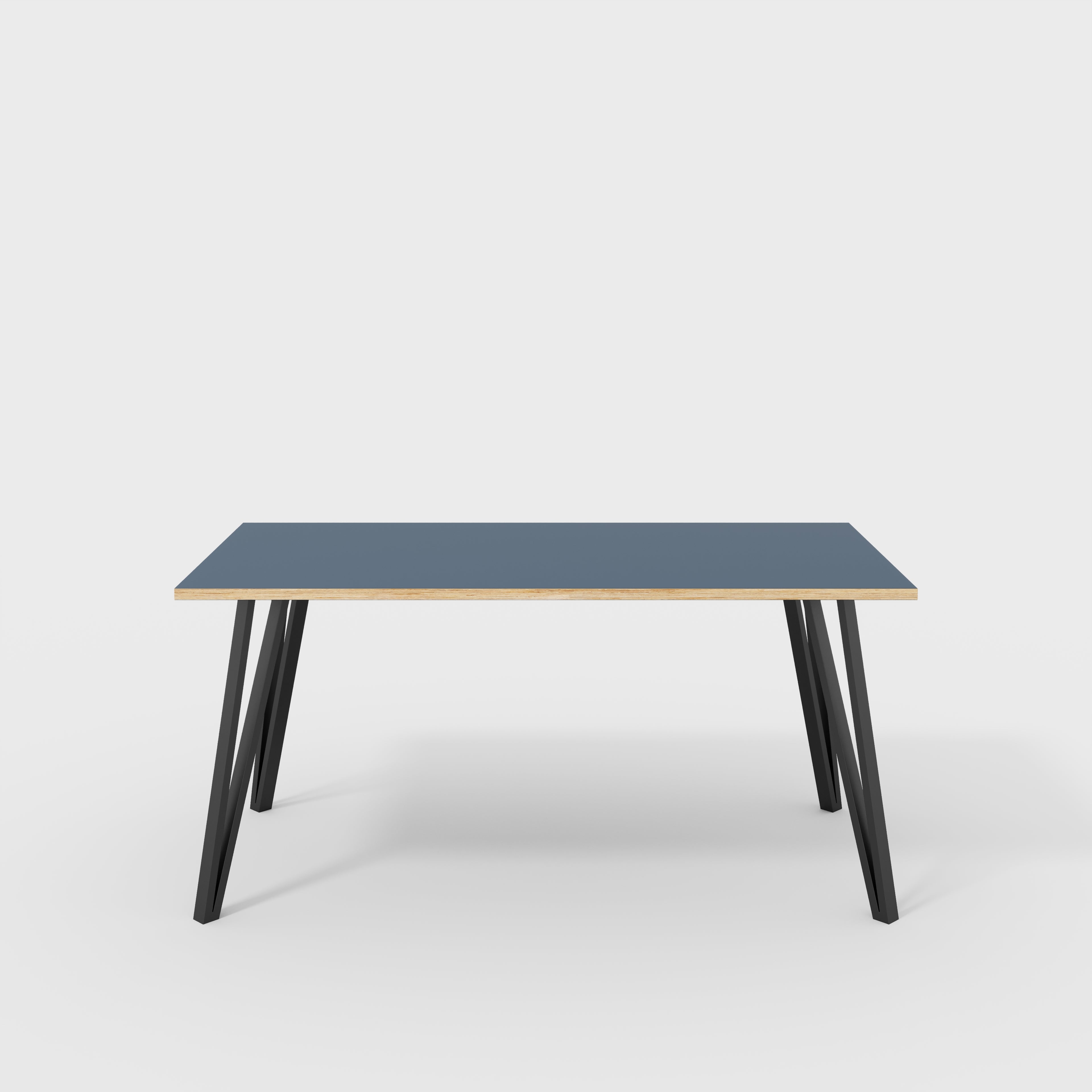 Plywood Desk with Black Box Hairpin Legs - Formica Night Sea Blue - 1600(w) x 800(d) x 735(h)
