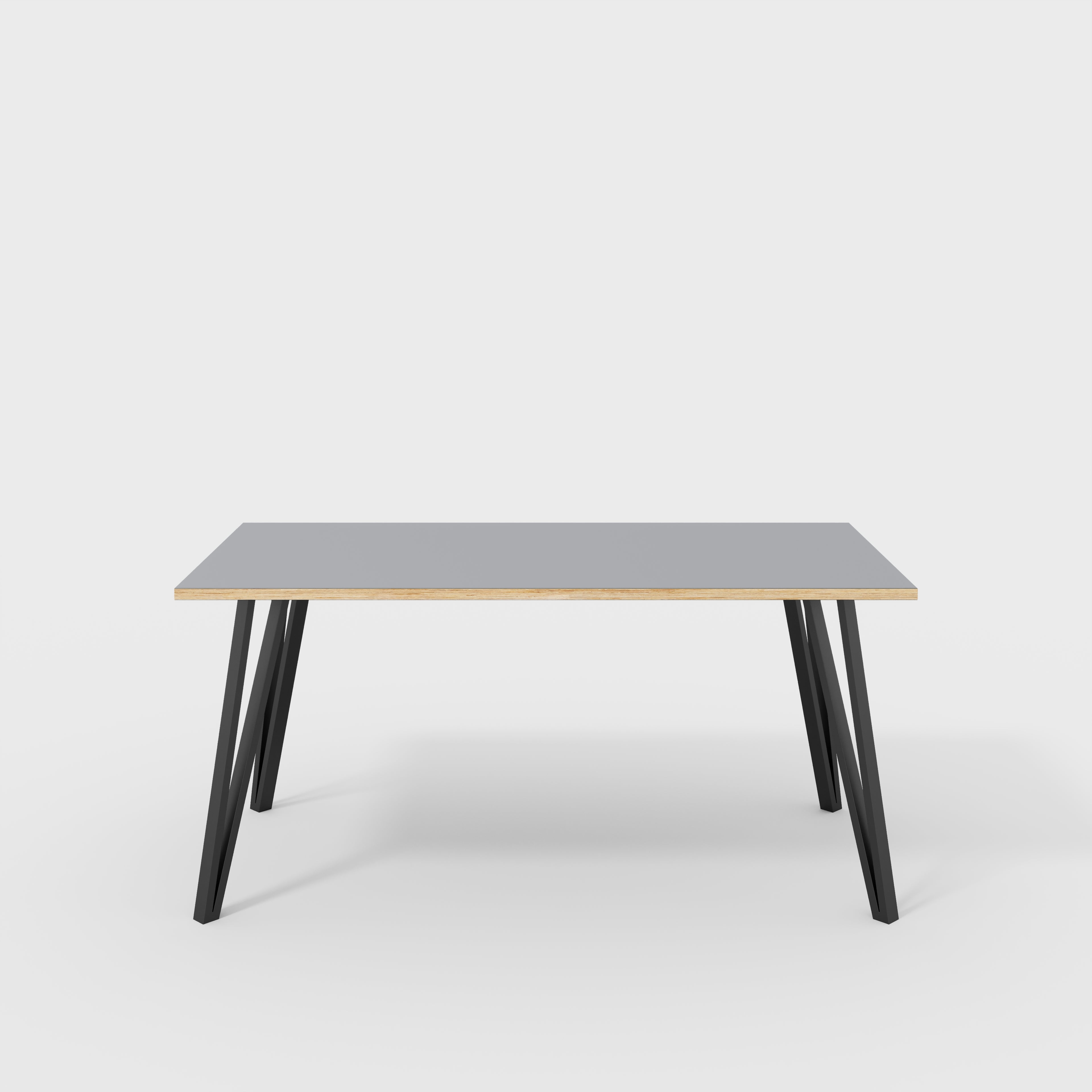 Desk with Black Box Hairpin Legs - Formica Tornado Grey - 1600(w) x 800(d) x 735(h)